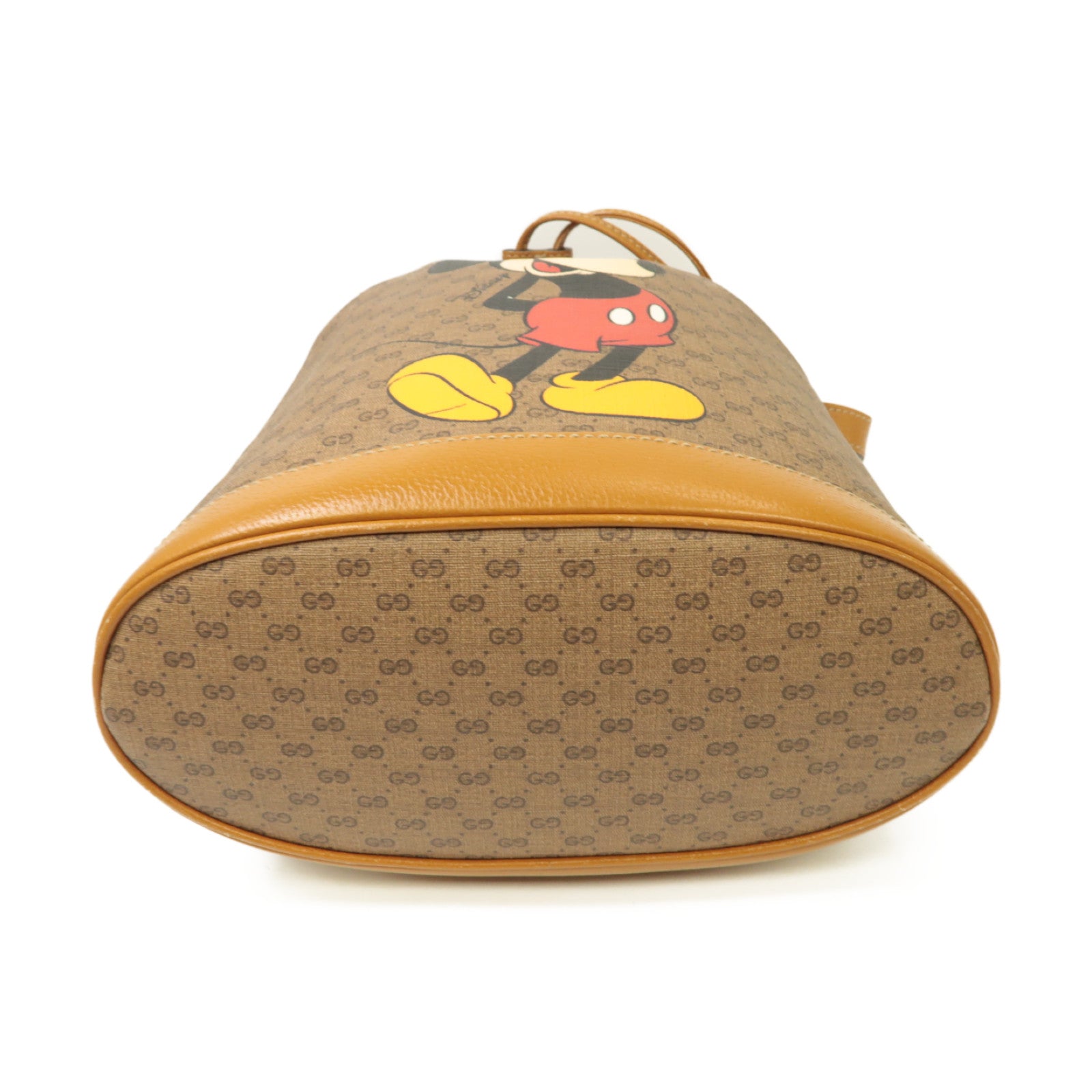 GUCCI 【激減優惠】塗層帆布Disney x Gucci Mickey Mouse Shoulder Bag金扣肩背袋棕色