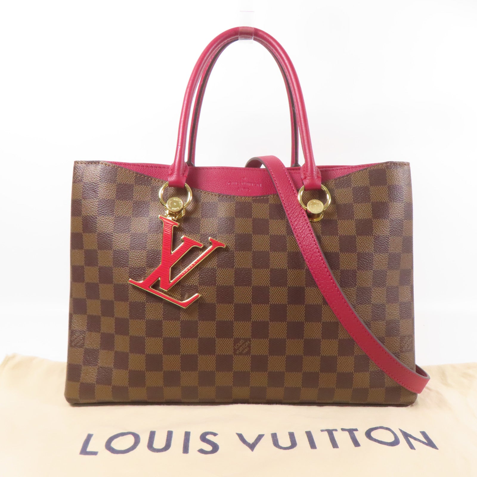 LOUIS VUITTON LV GHW Rivierside 2way Shoulder Bag M40052 Damier Brown/Red