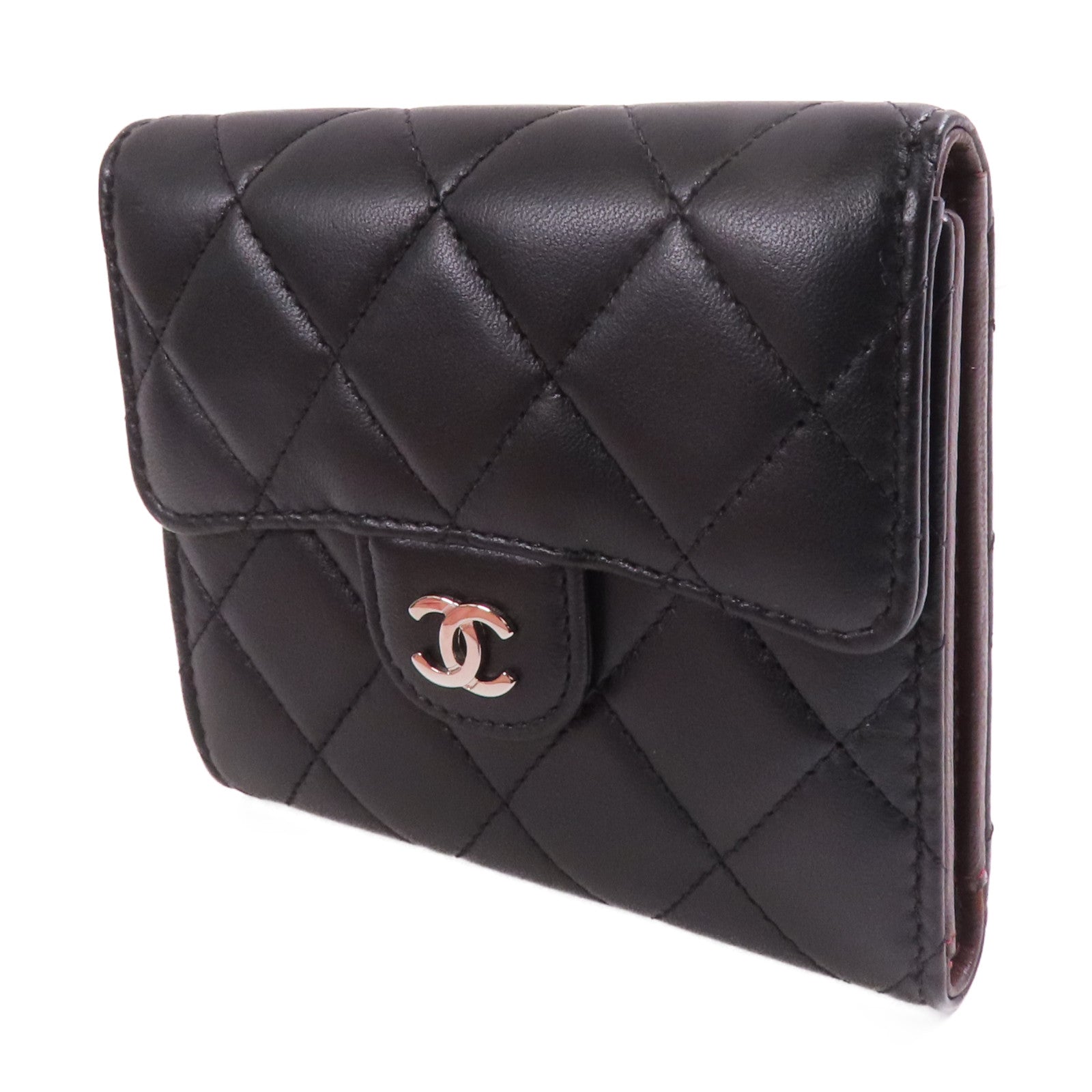 CHANEL 羊皮皮革Wallet銀扣錢包