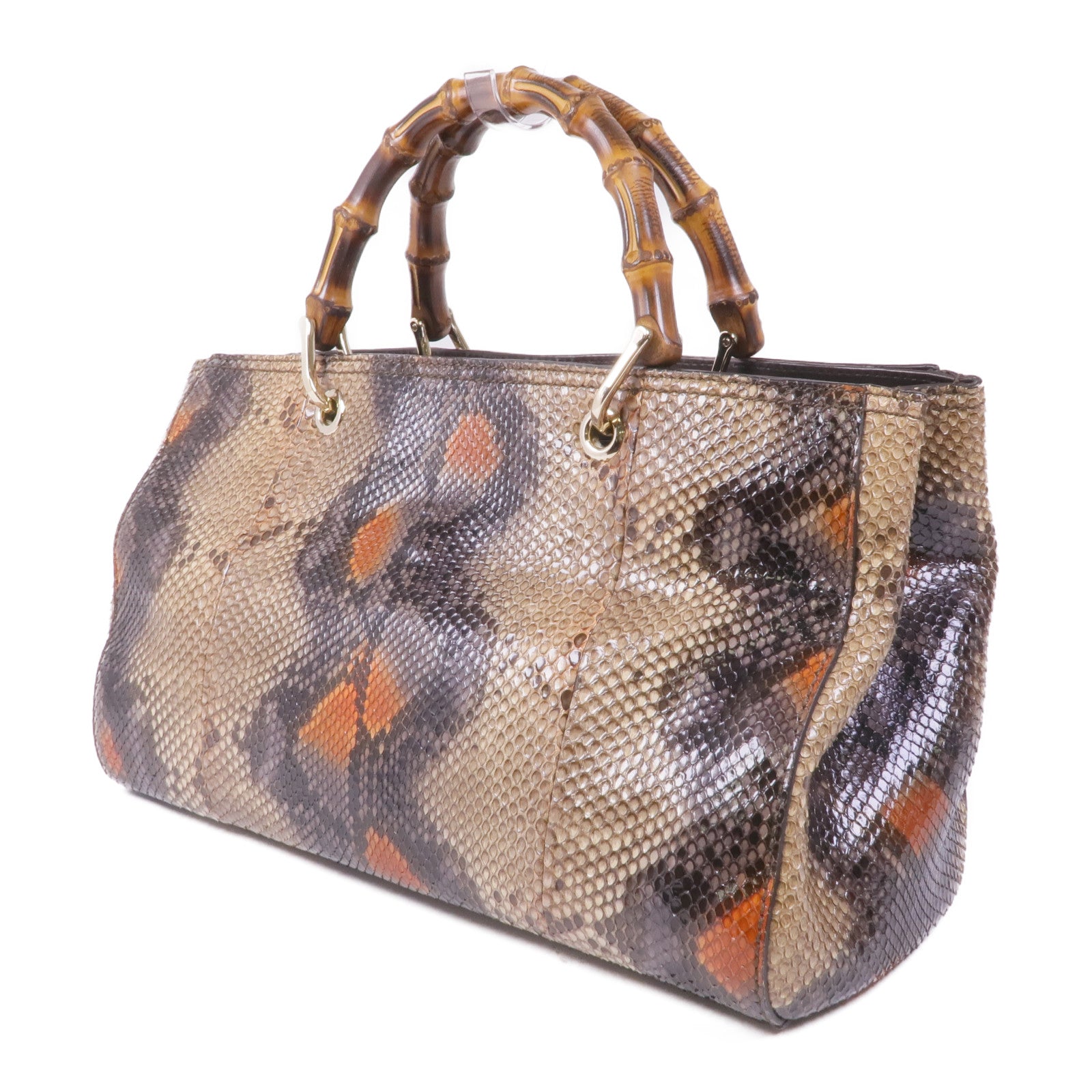 GUCCI 蛇皮皮革Shoulder Bag銀扣手挽肩背兩用袋