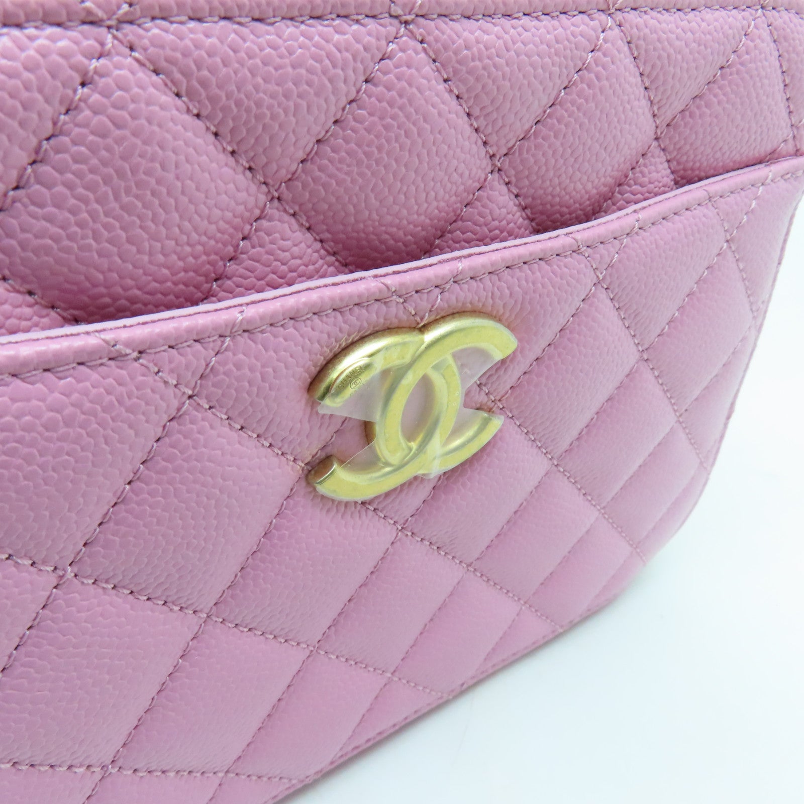 CHANEL 【激減優惠】菱格Caviar皮革２Way Shoulder金扣手挽肩背兩用袋粉紅色