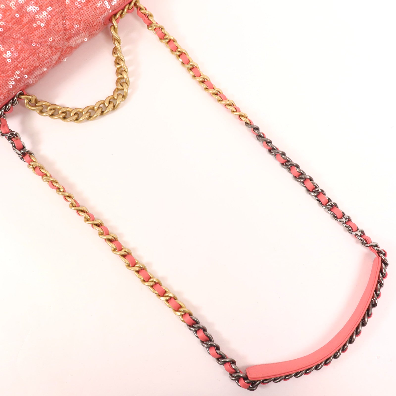 CHANEL 亮片Chanel 19 Sequin Flap Bag金扣手挽肩背兩用袋