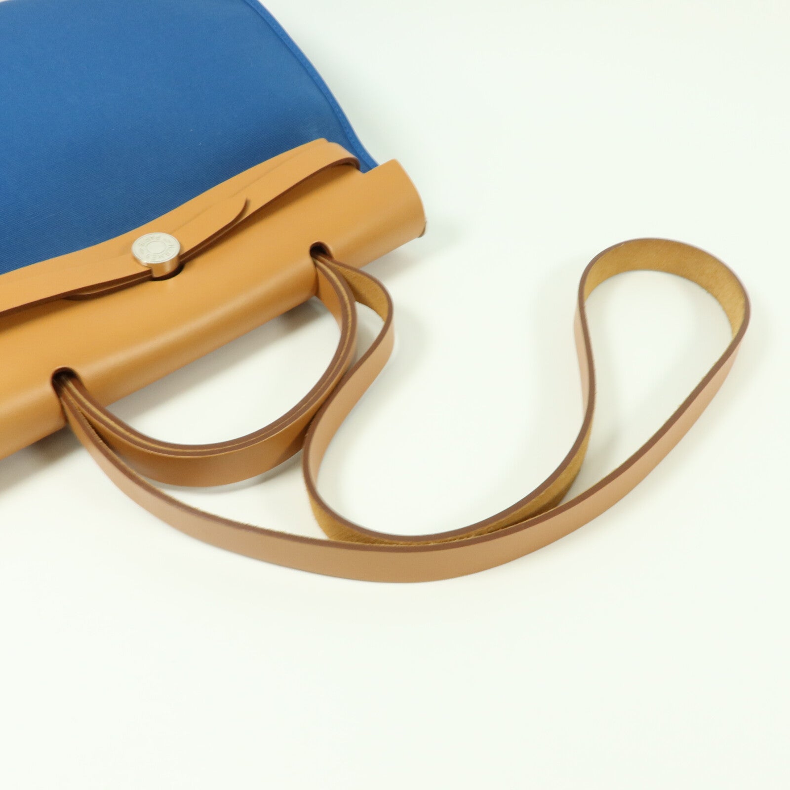 HERMES Toile H/帆布Herbag PM手挽肩背兩用袋Bleu Izmir