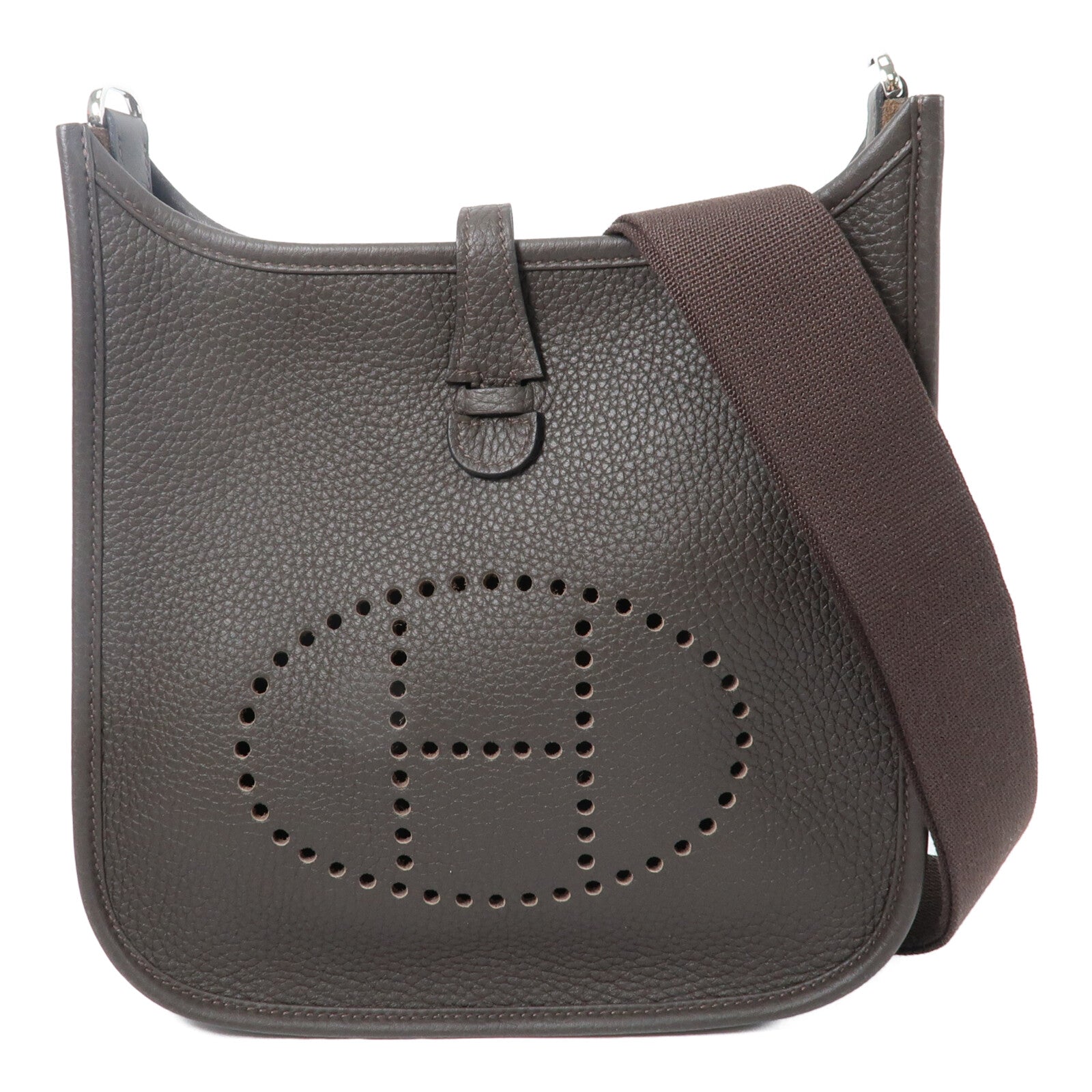 HERMES Clemence皮革Evelyne 23肩背袋Ebene