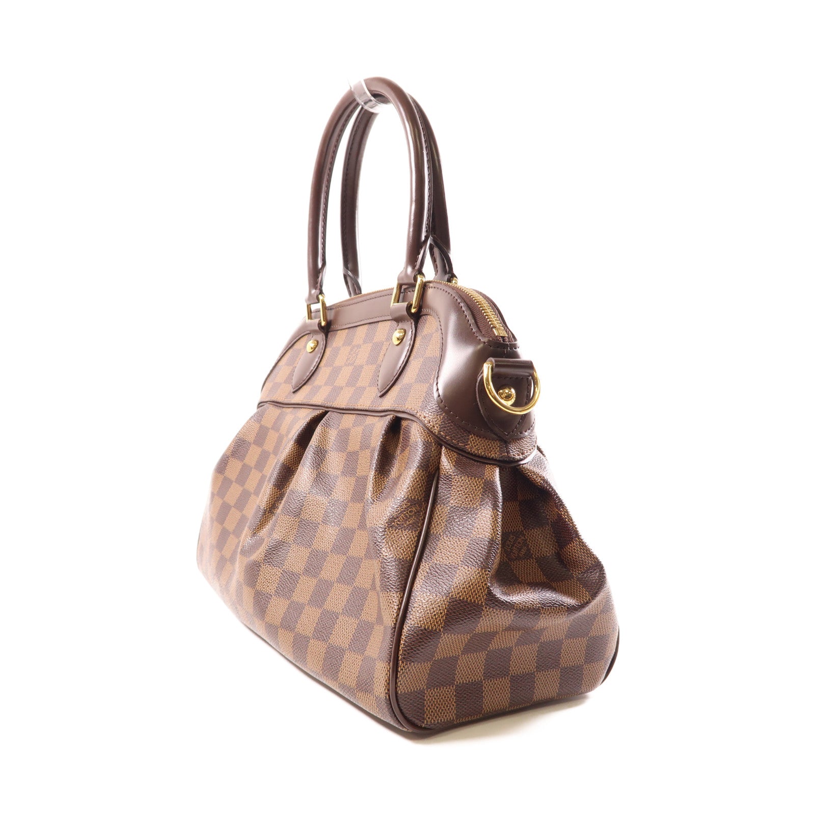 LOUIS VUITTON Damier Trevi PM金扣手挽肩背兩用袋棕色