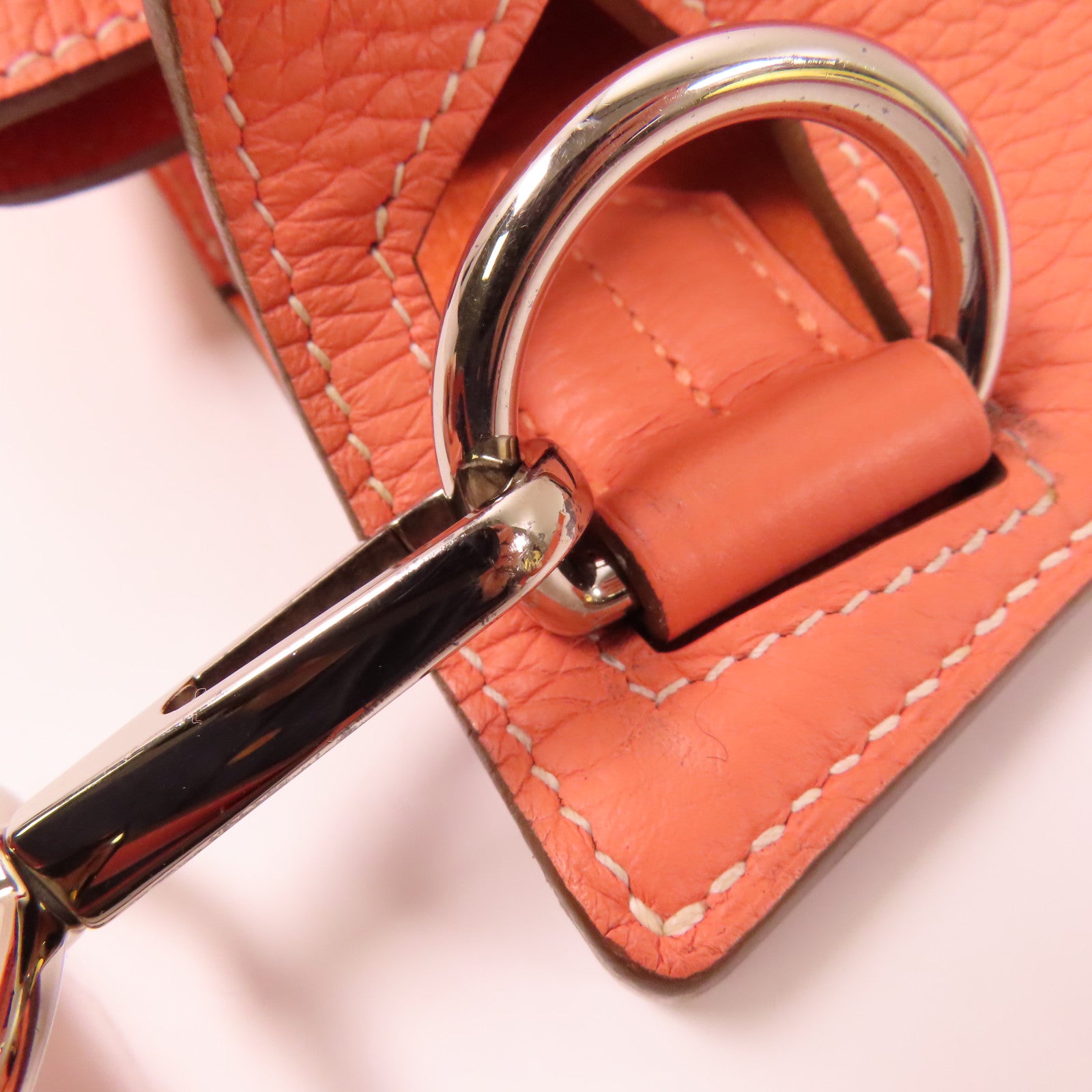 HERMES PHW Jypsiere 34 Shoulder Bag Clemence Leather Crevette/Pink