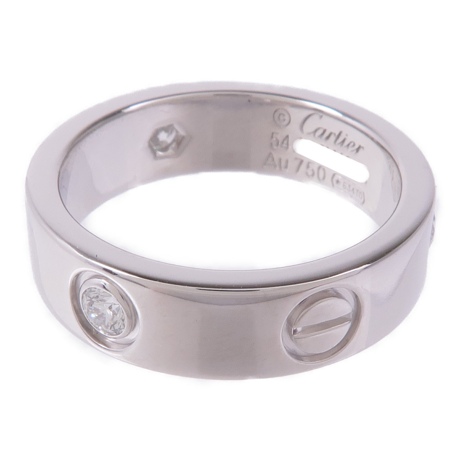 CARTIER 18K白金Love Ring 3P Diamonds鑽石戒指Cartier#54/US#6.75