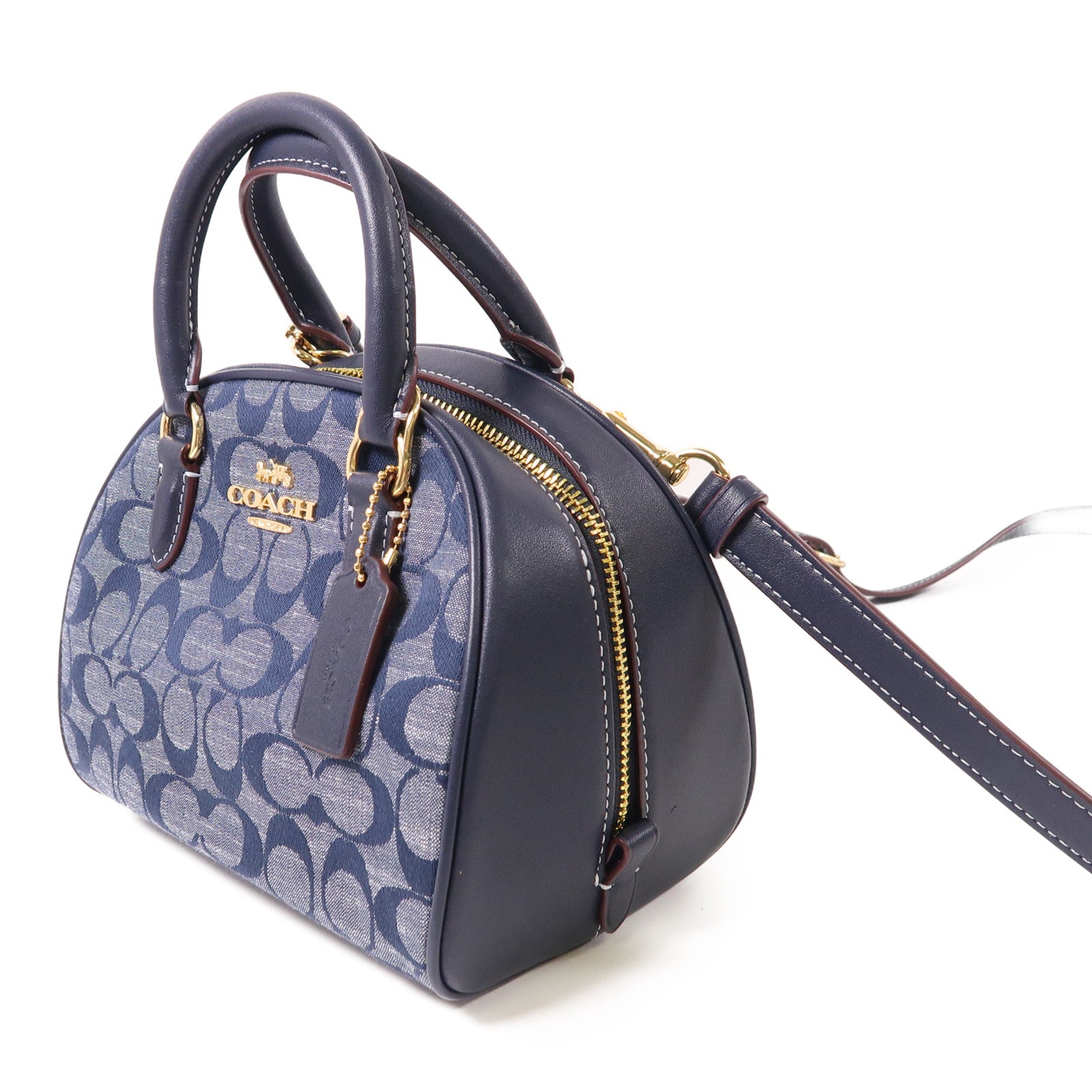 COACH 牛仔布Sydney Satchel金扣手挽肩背兩用袋