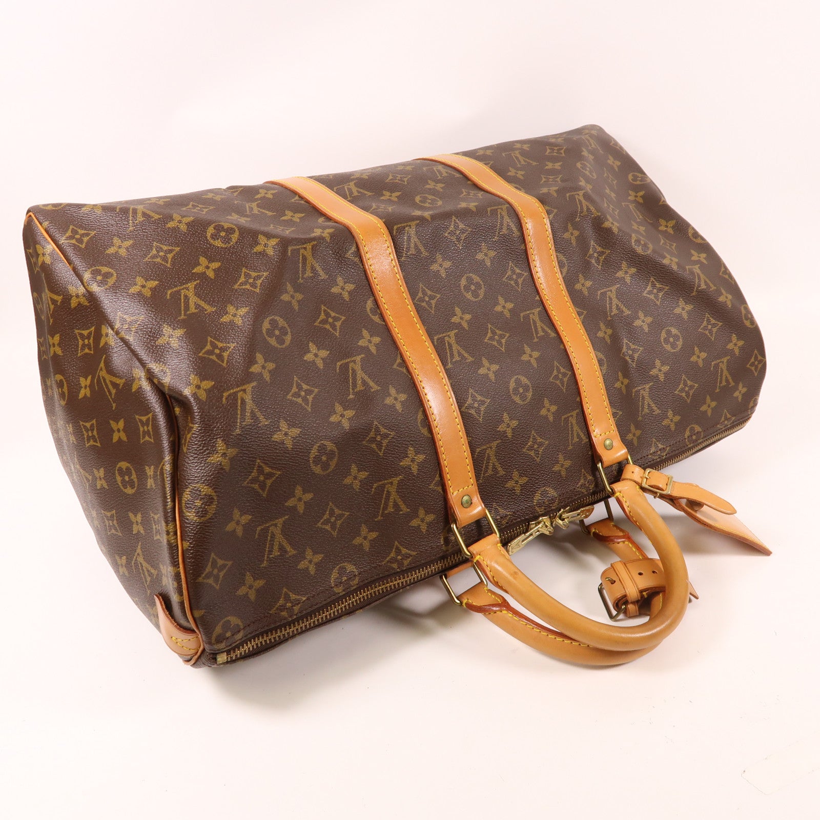 LOUIS VUITTON Monogram Keepall 50金扣波士頓包棕色