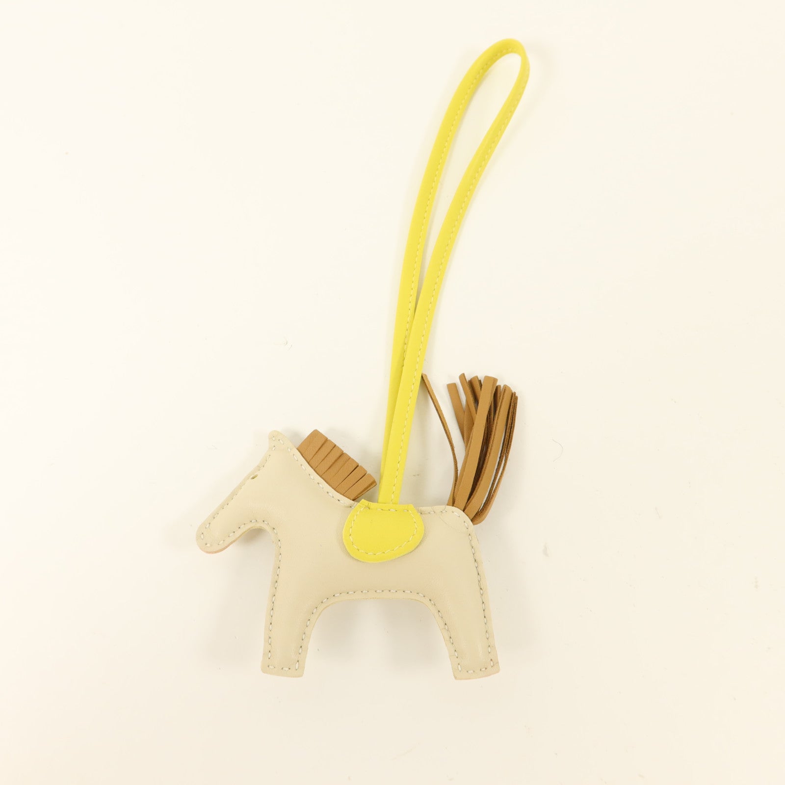 HERMES Milo皮革Rodeo PM掛飾Nata/Lime