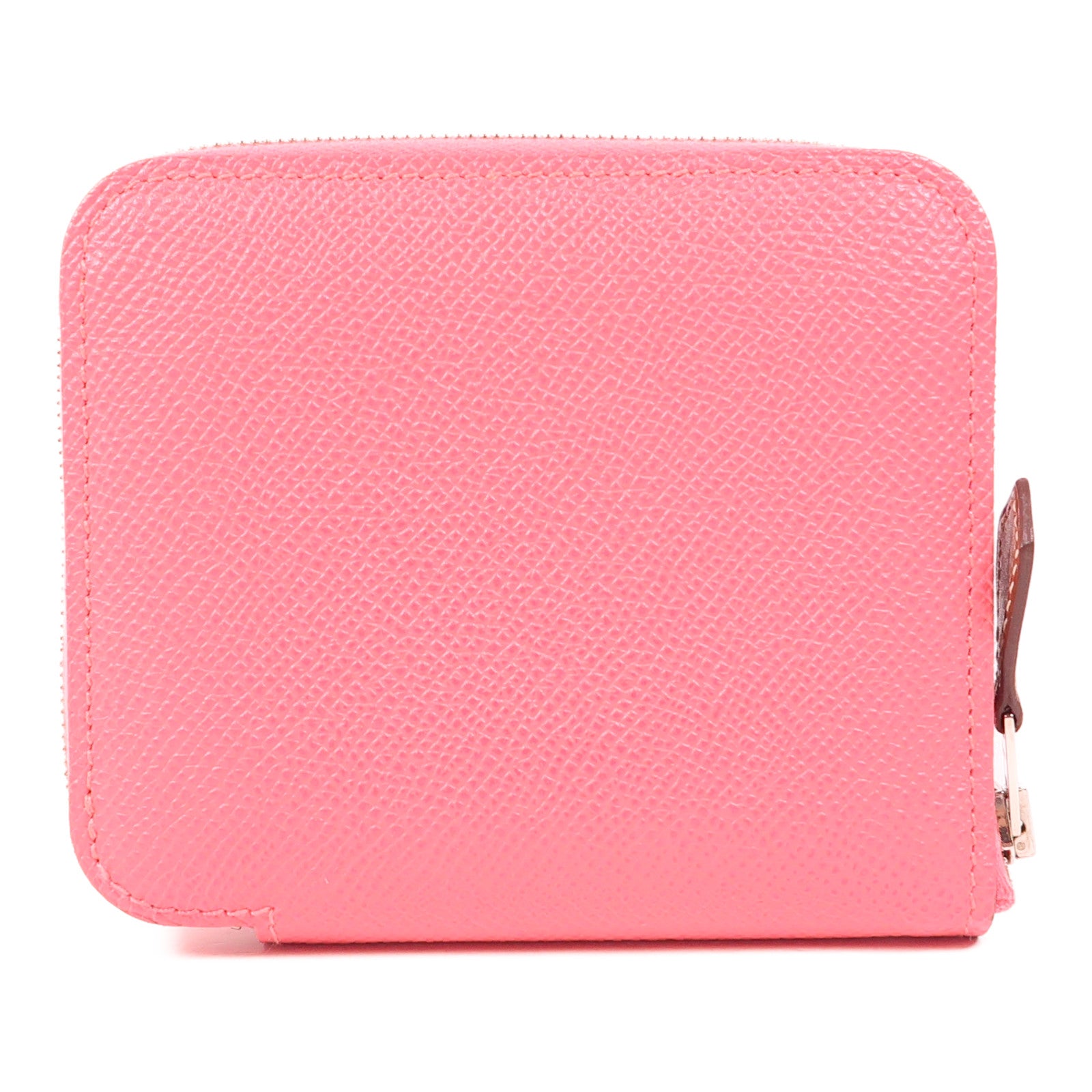 HERMES Epsom皮革Silk In Compact銀扣錢包8W Rose Azalee