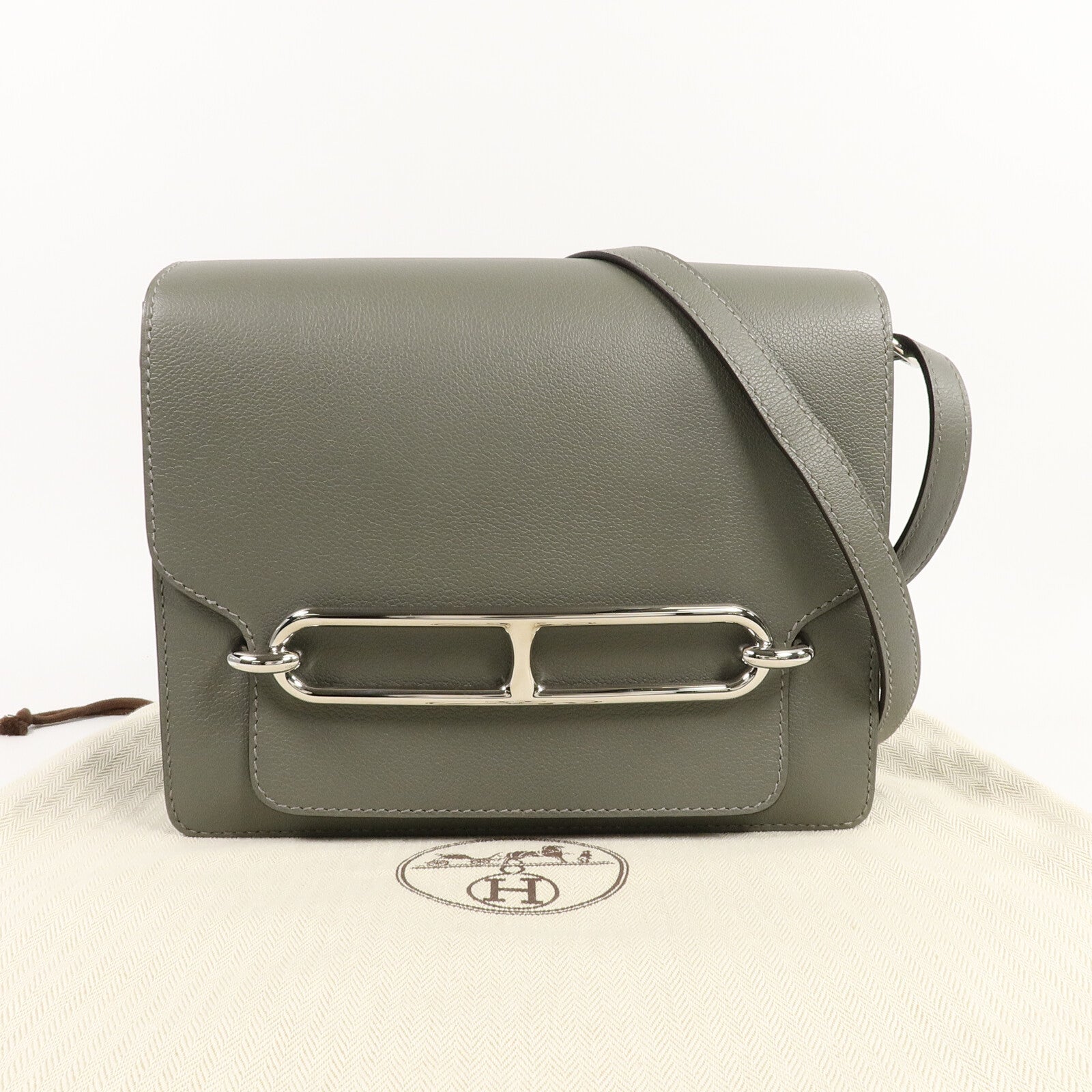 HERMES Evercolor皮革Roulis 23肩背袋Gris Meyer