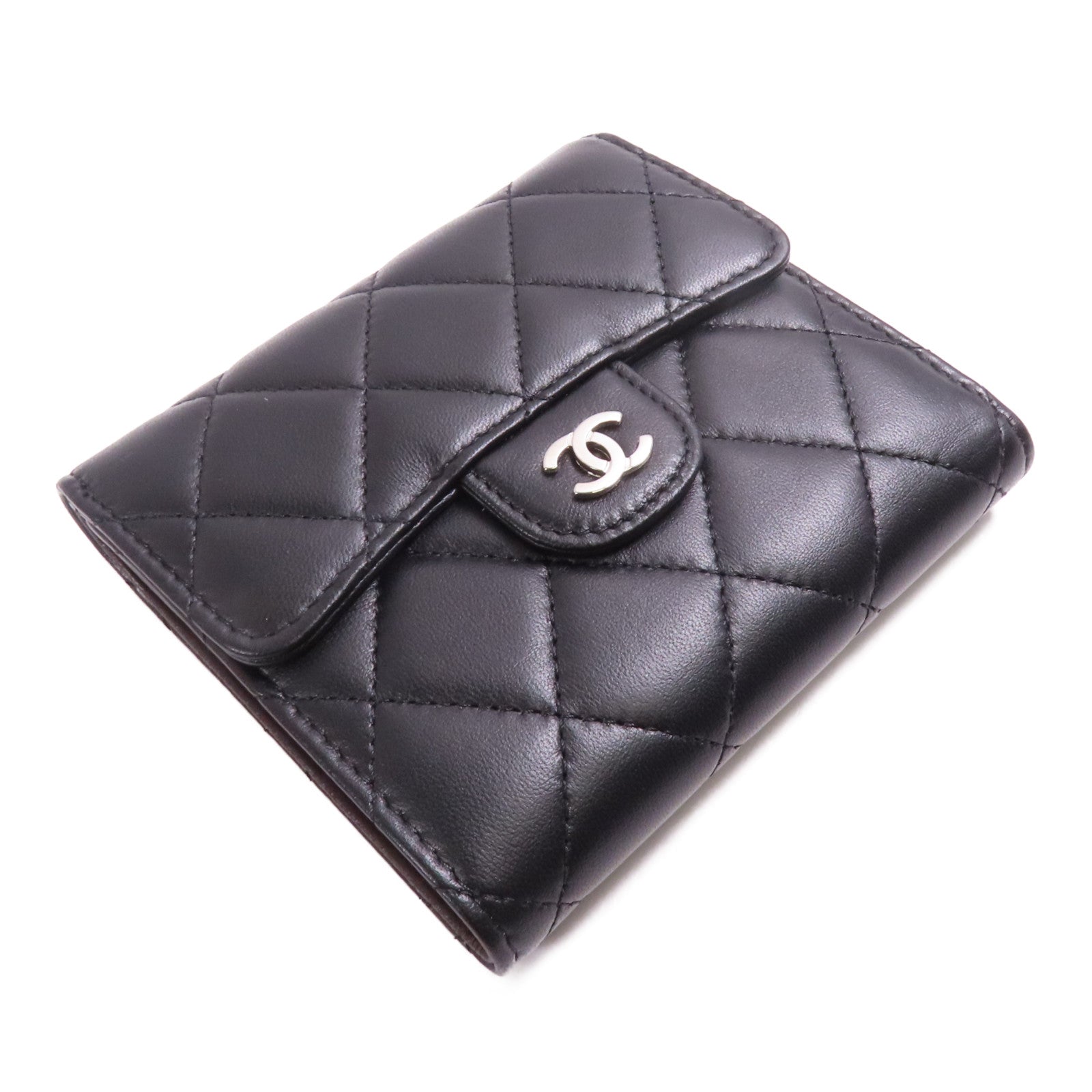 CHANEL 羊皮皮革Wallet銀扣錢包