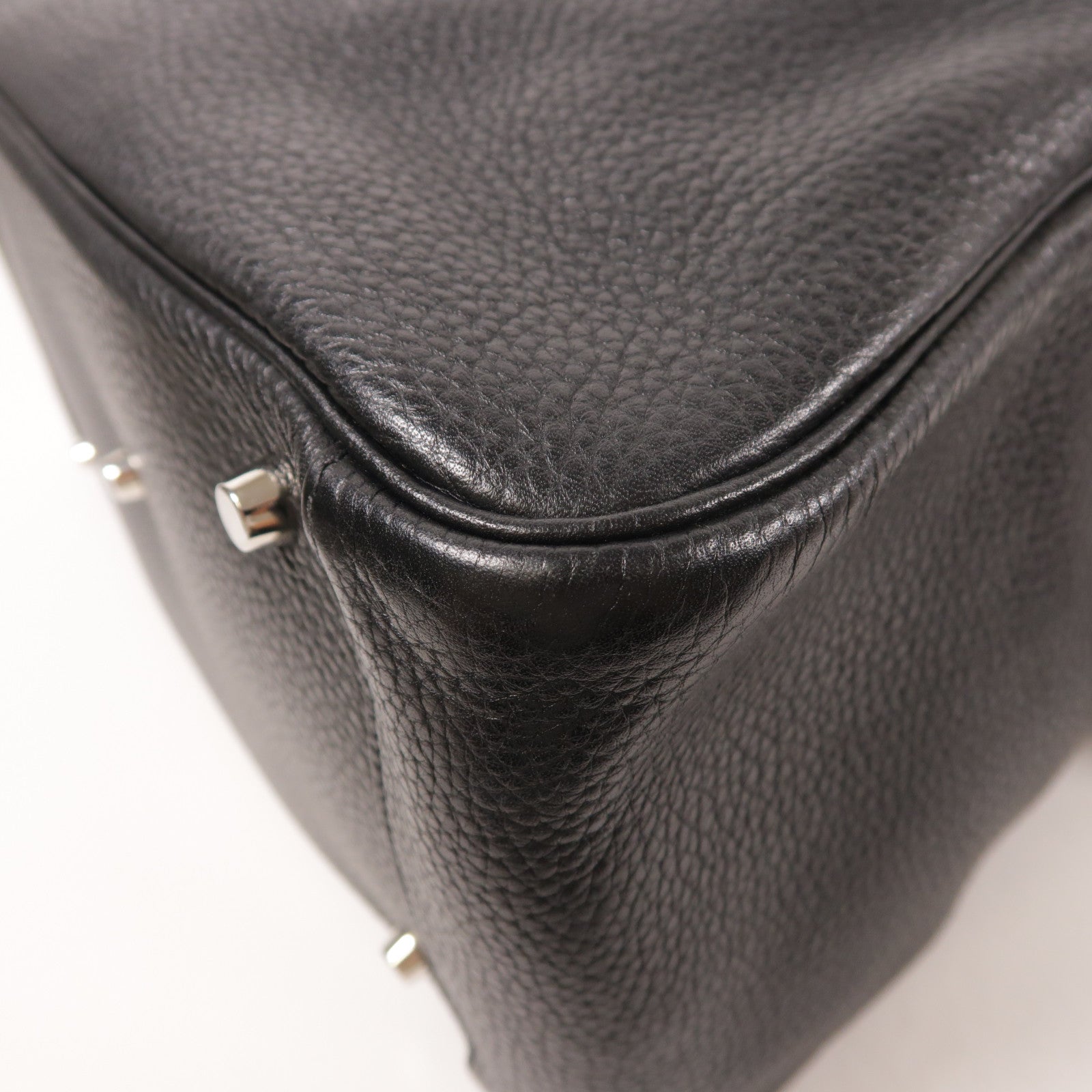 HERMES Clemence皮革Lindy 34銀扣手挽肩背兩用袋Black