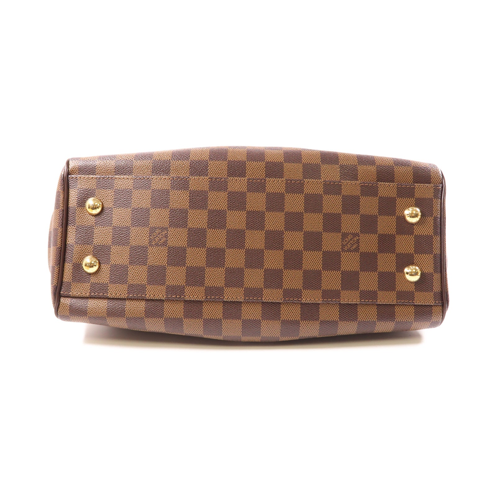 LOUIS VUITTON Damier Trevi PM金扣手挽肩背兩用袋棕色