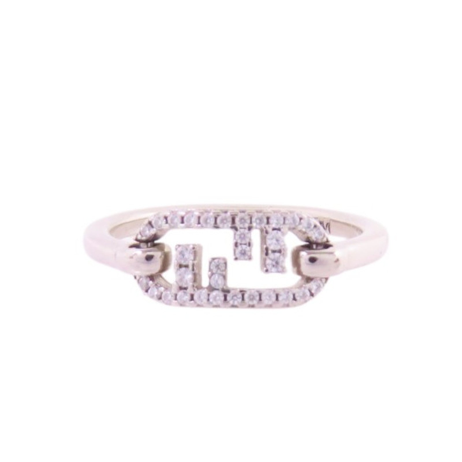 FENDI 925純銀/水鑽Fendi O'Lock Ring戒指Size M/US#6