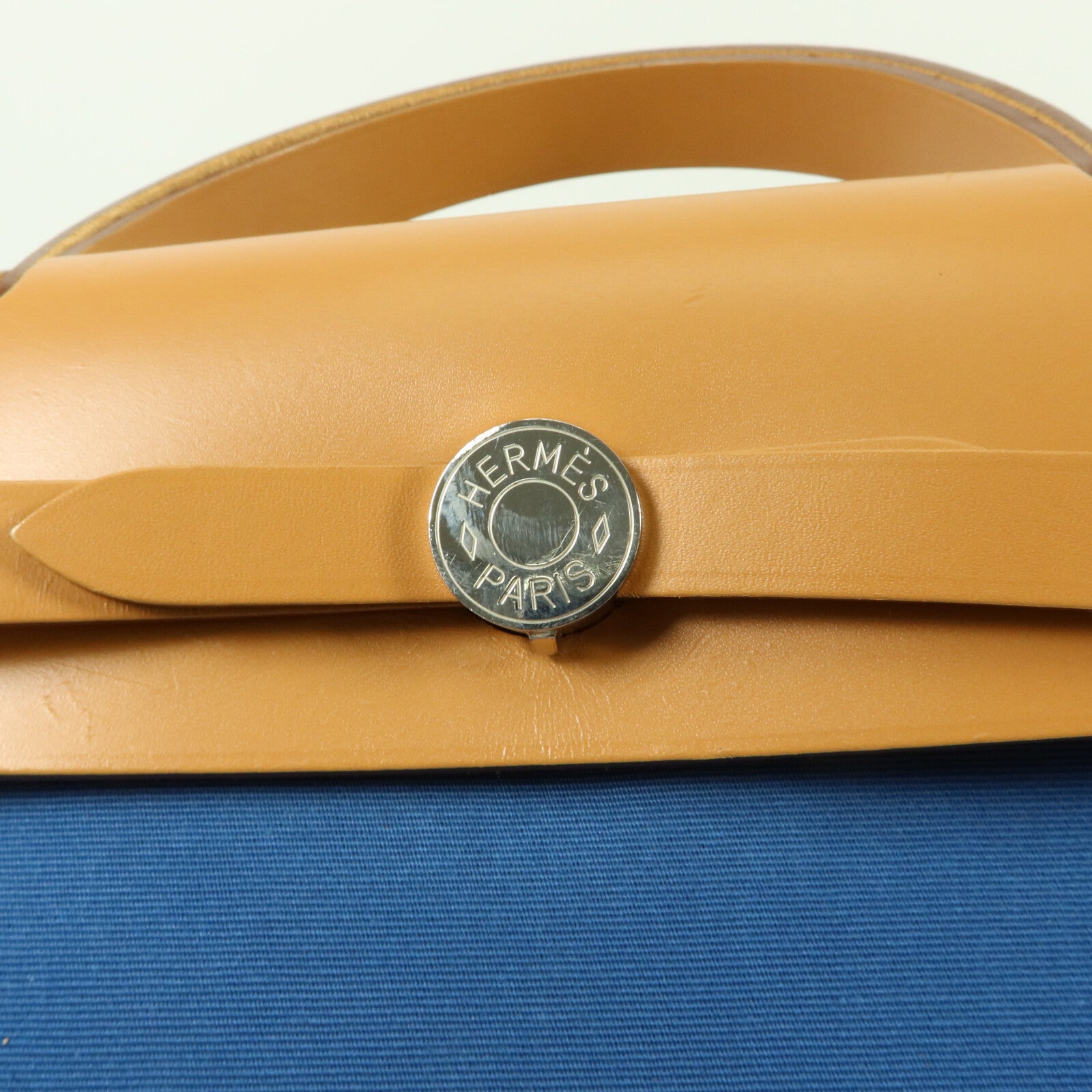 HERMES Toile H/帆布Herbag PM手挽肩背兩用袋Bleu Izmir