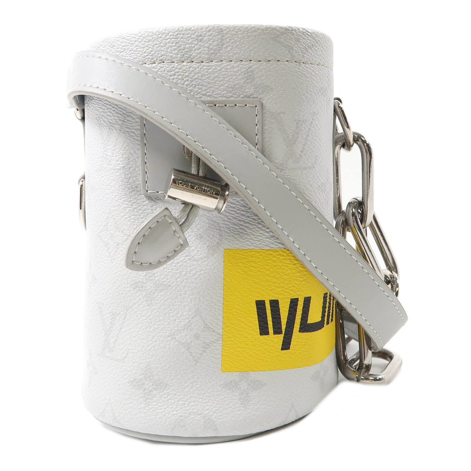 LOUIS VUITTON White Monogram Chalk Nano銀扣肩背袋白色/灰色