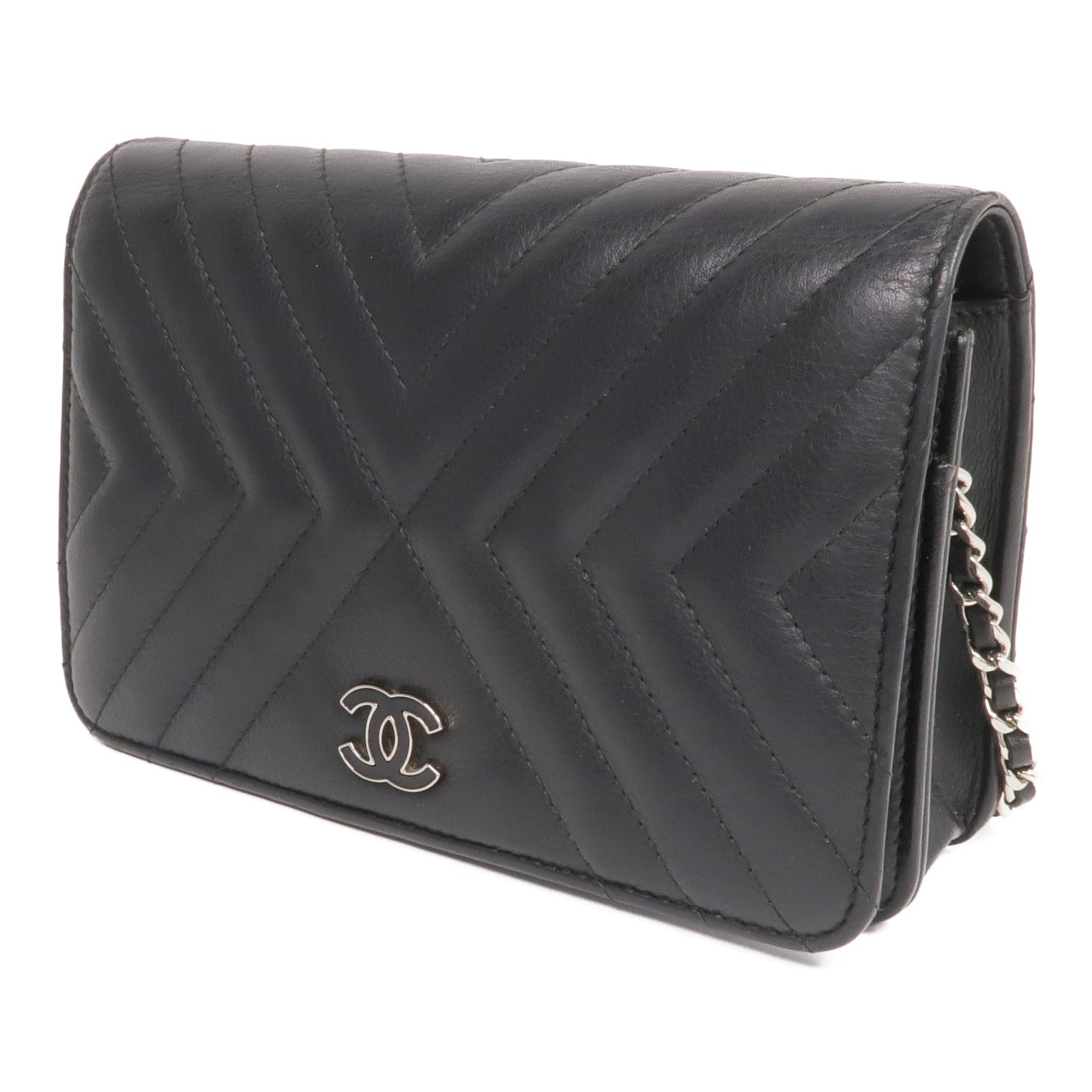 CHANEL 羊皮皮革WOC Wallet On Chain銀扣鏈帶肩背袋