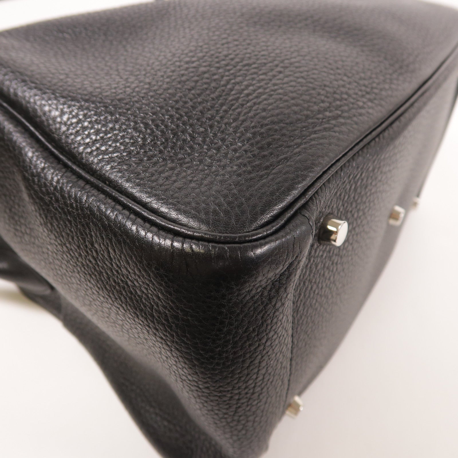 HERMES Clemence皮革Lindy 34銀扣手挽肩背兩用袋Black
