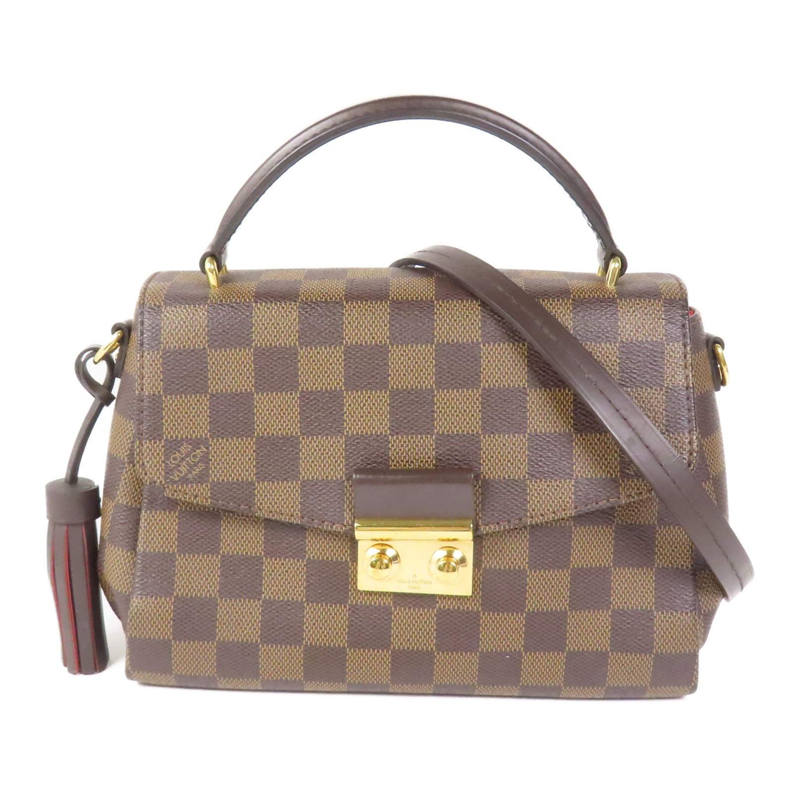 LOUIS VUITTON Damier Croisette金扣手挽肩背兩用袋