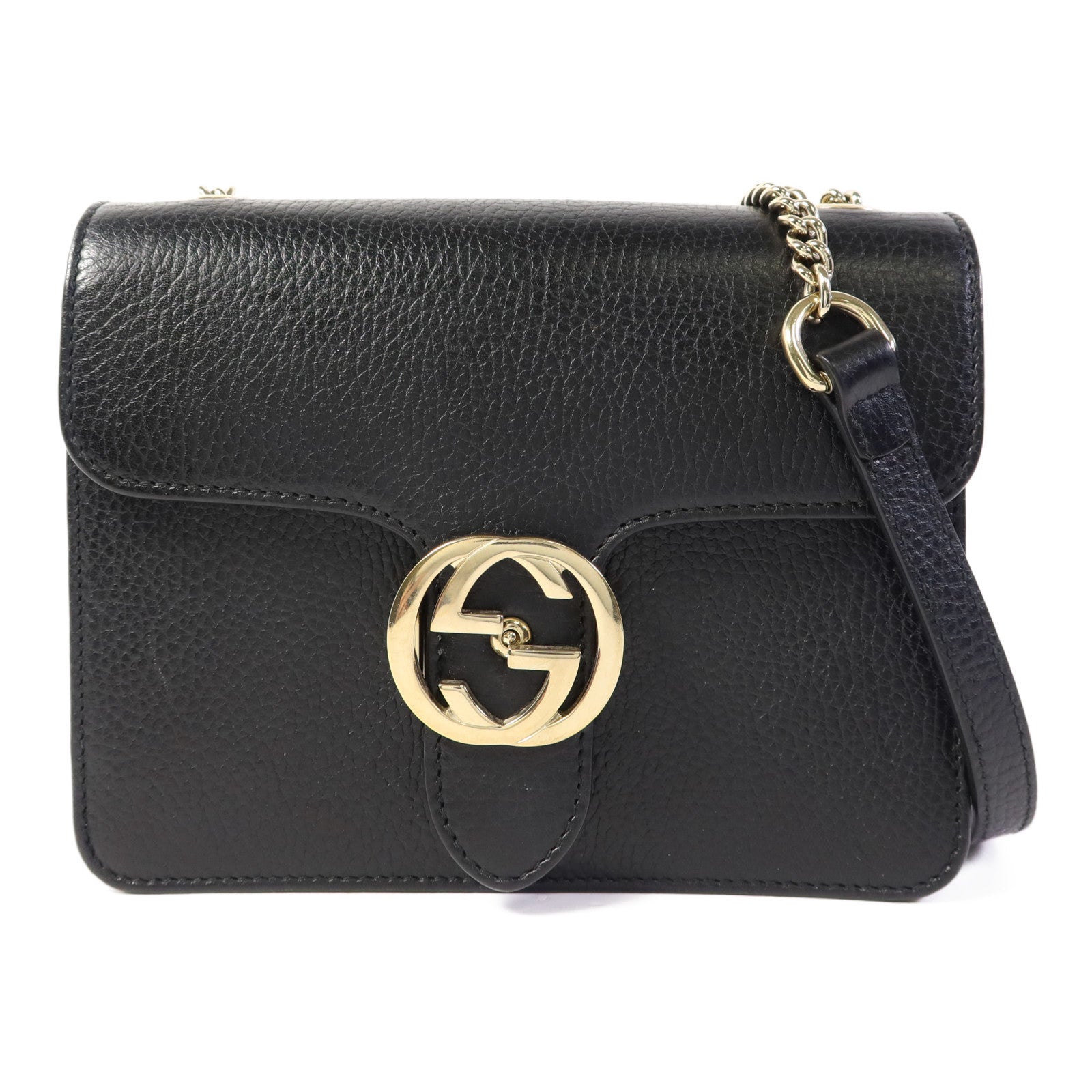 GUCCI 牛皮皮革Interlock金扣肩背袋