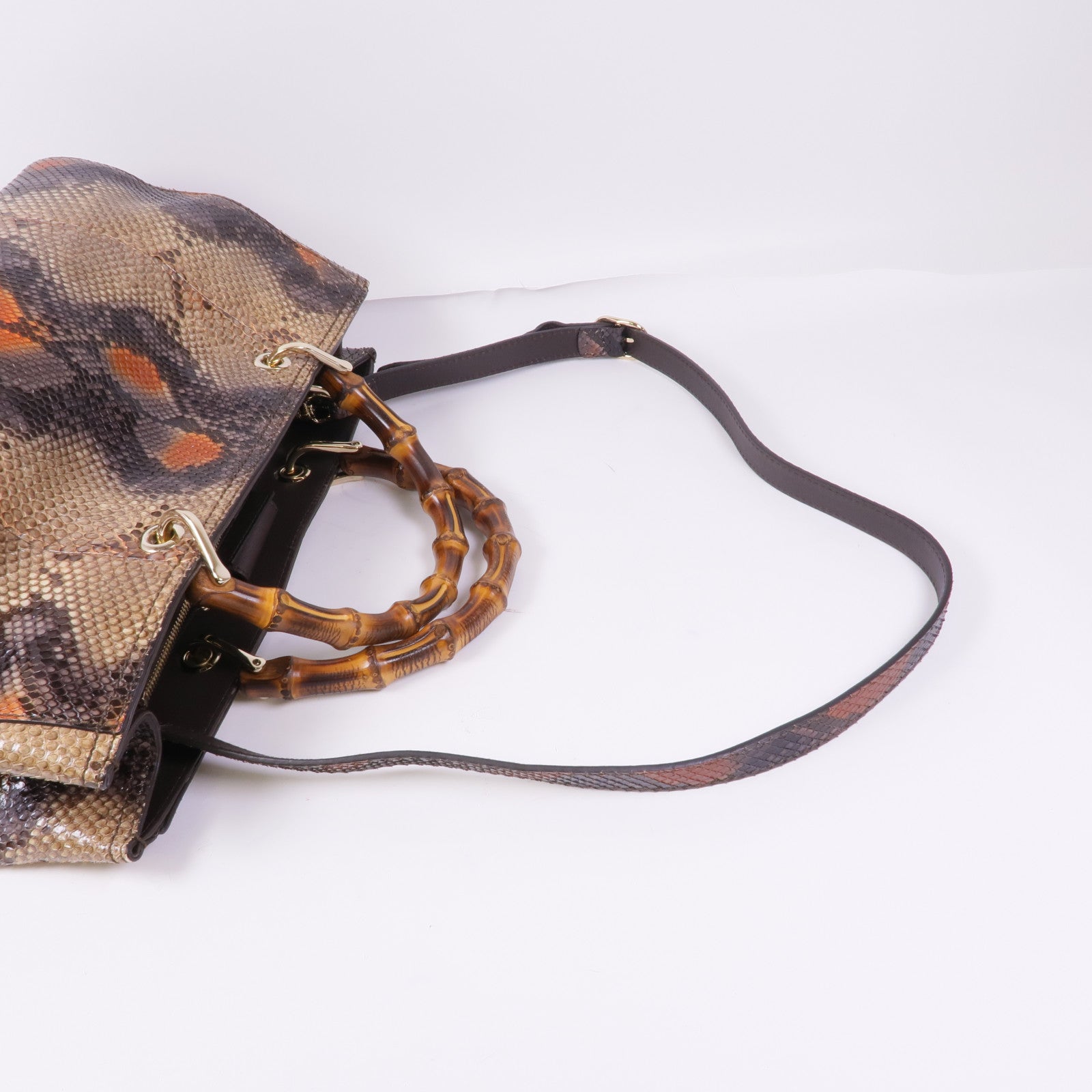 GUCCI 蛇皮皮革Shoulder Bag銀扣手挽肩背兩用袋