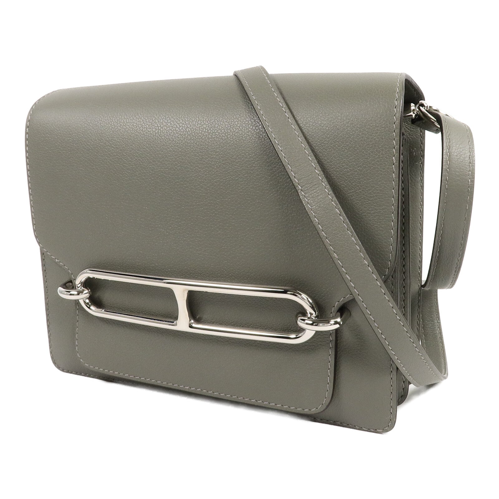 HERMES Evercolor皮革Roulis 23肩背袋Gris Meyer