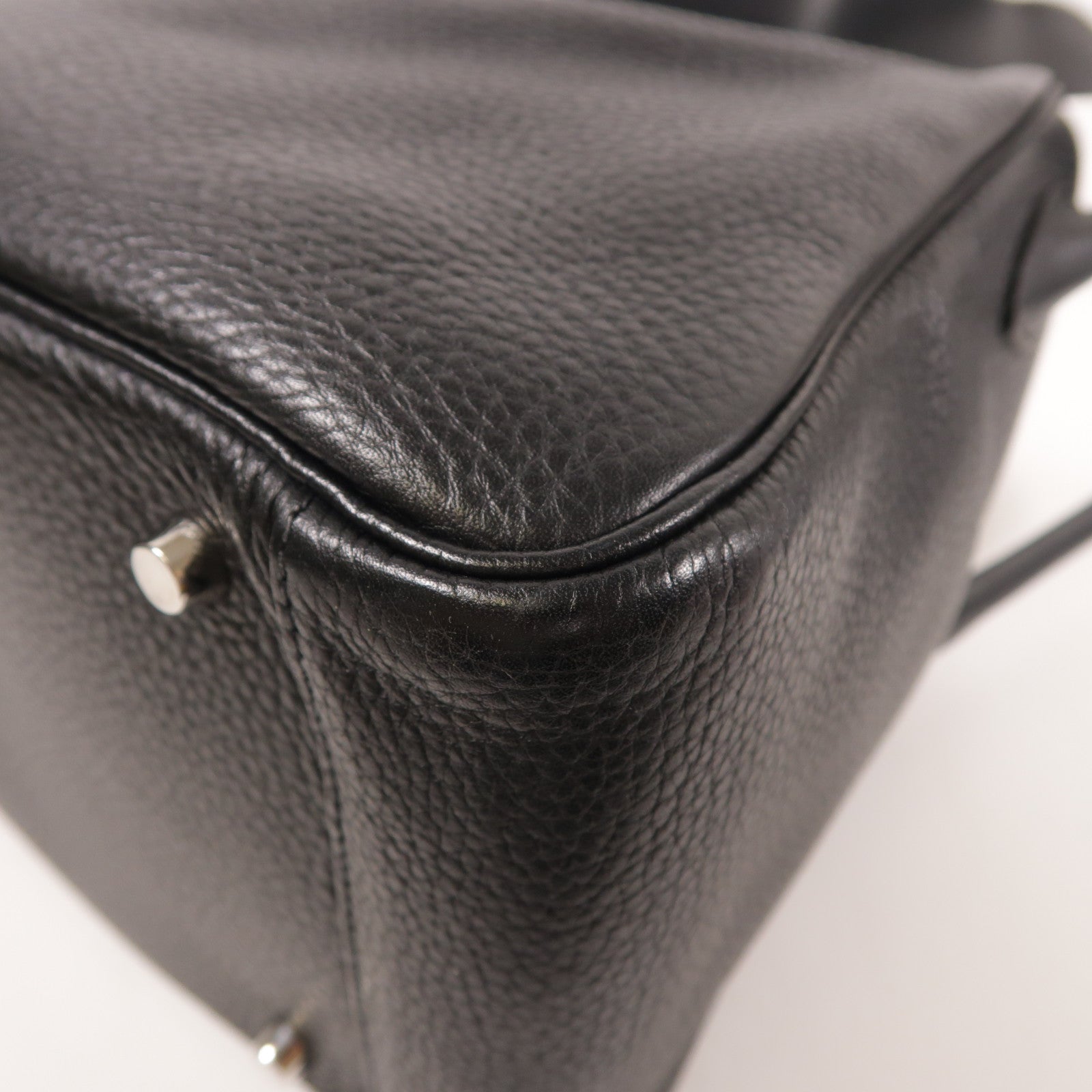 HERMES Clemence皮革Lindy 34銀扣手挽肩背兩用袋Black