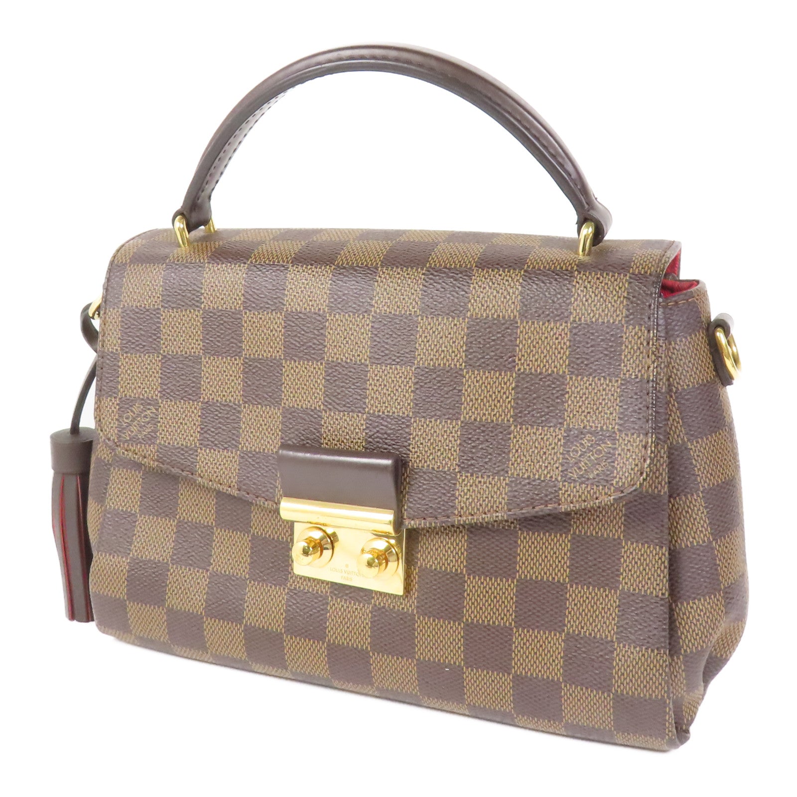 LOUIS VUITTON Damier Croisette金扣手挽肩背兩用袋