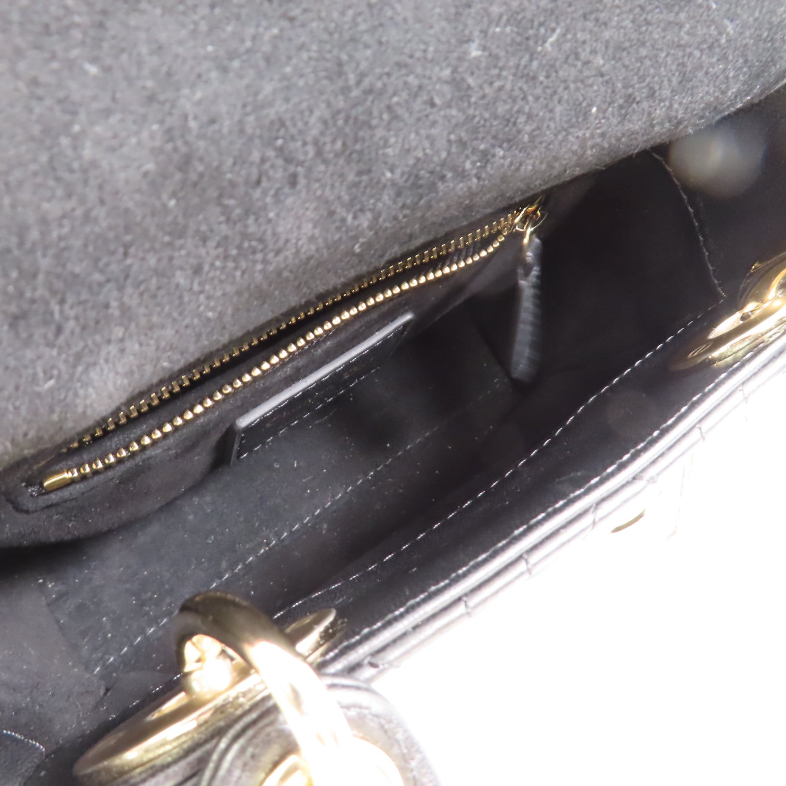 Dior 羊皮皮革Mini Lady Dior金扣手挽肩背兩用袋黑色