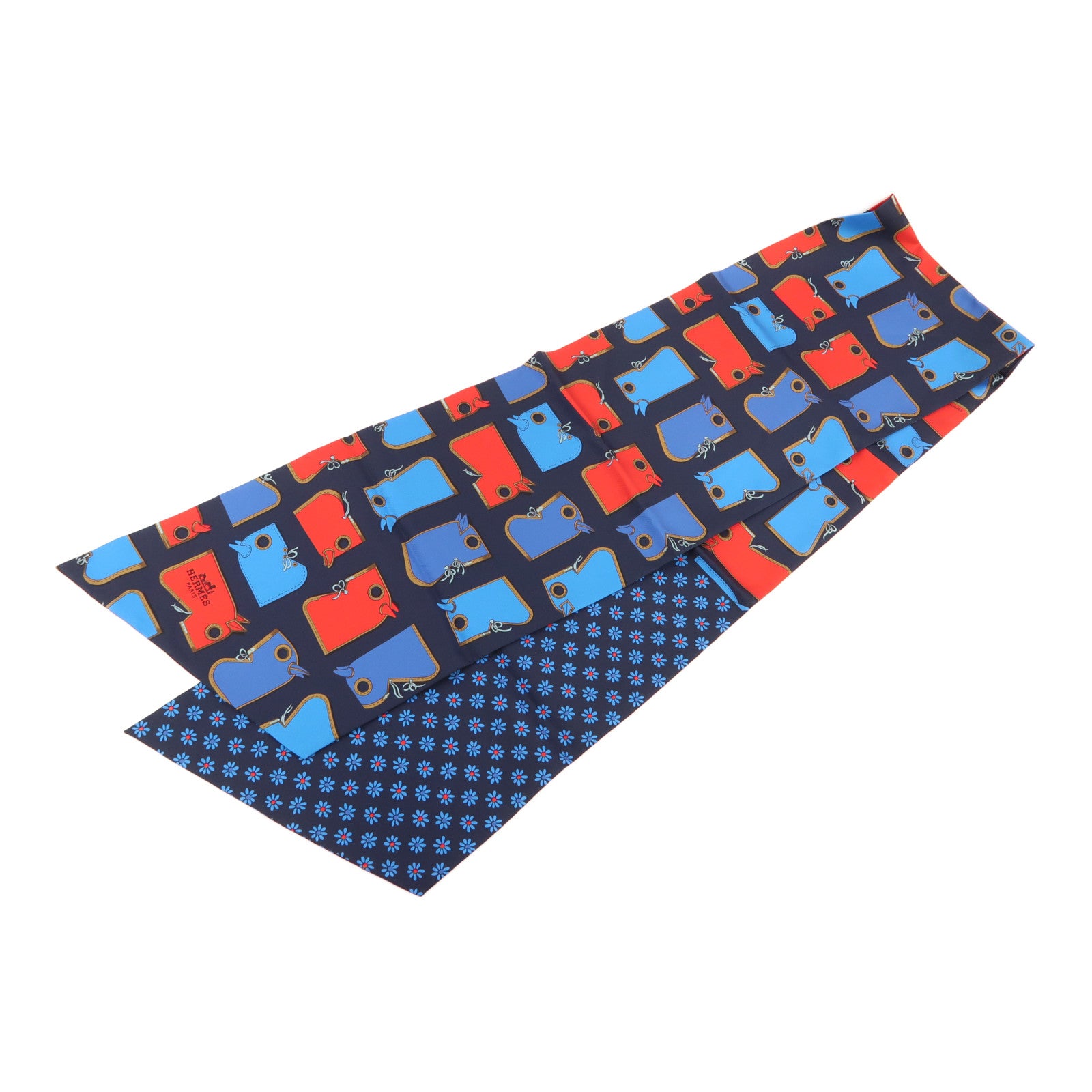 HERMES Maxi Twilly Silk Navy/Blue/Red