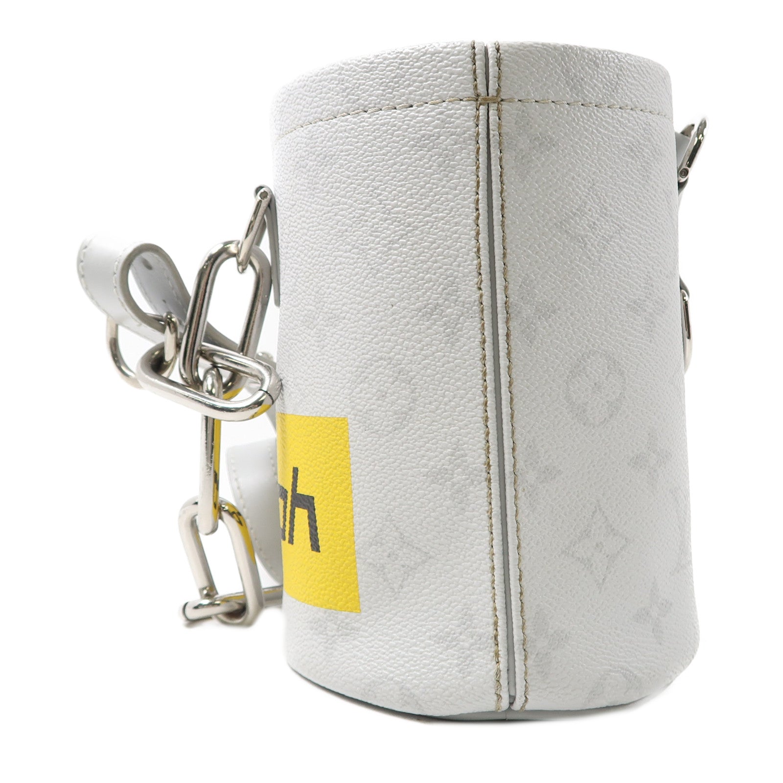 LOUIS VUITTON White Monogram Chalk Nano銀扣肩背袋白色/灰色