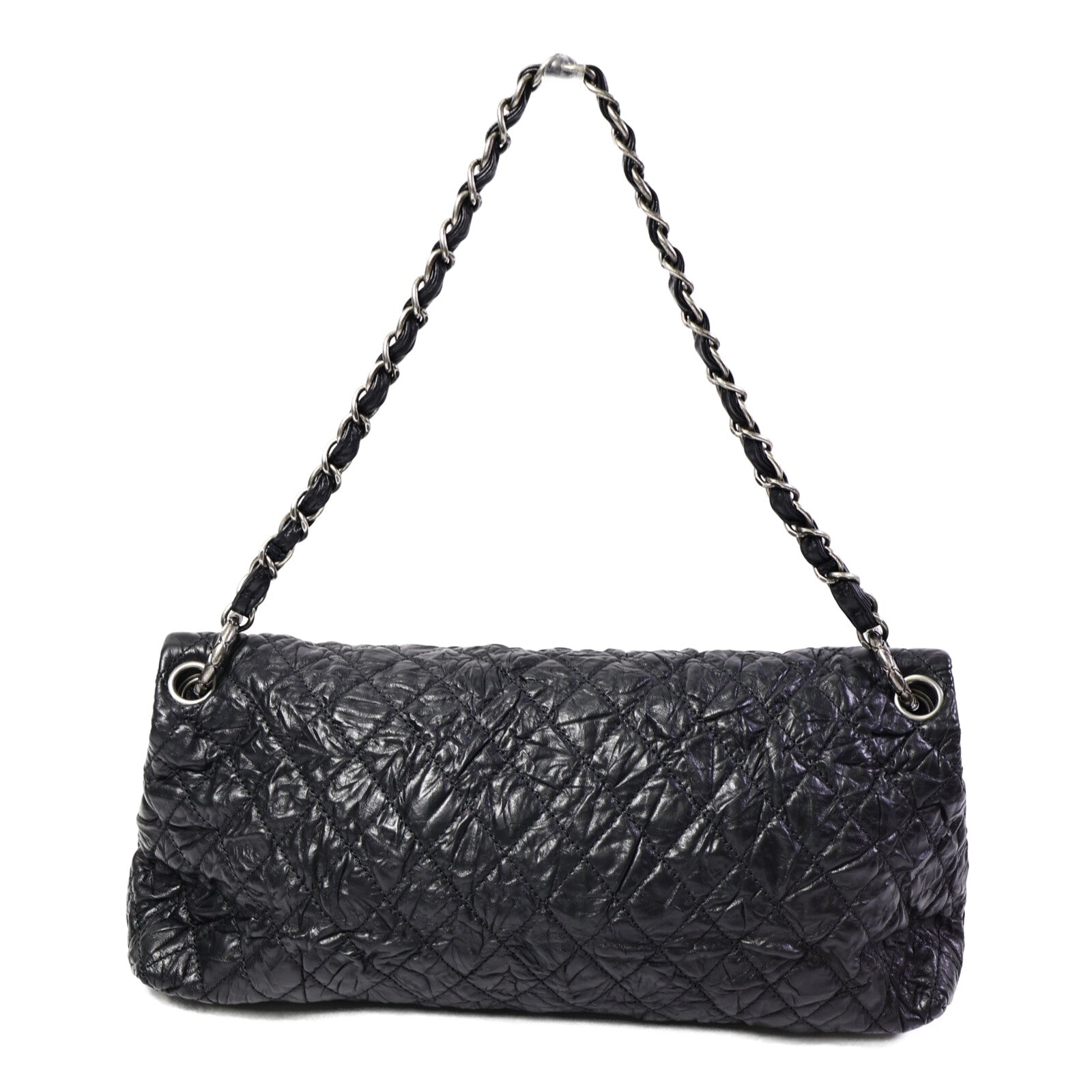 CHANEL 牛皮皮革Quilted Crinkled Calfskin Fold-Over Bag鏈帶肩背袋
