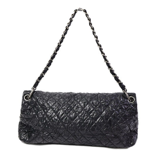 CHANEL 牛皮皮革Quilted Crinkled Calfskin Fold-Over Bag鏈帶肩背袋