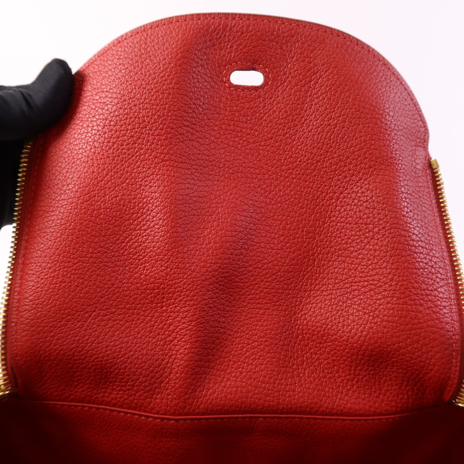 HERMES Clemence皮革Lindy 30金扣手挽肩背兩用袋Rouge Tomate