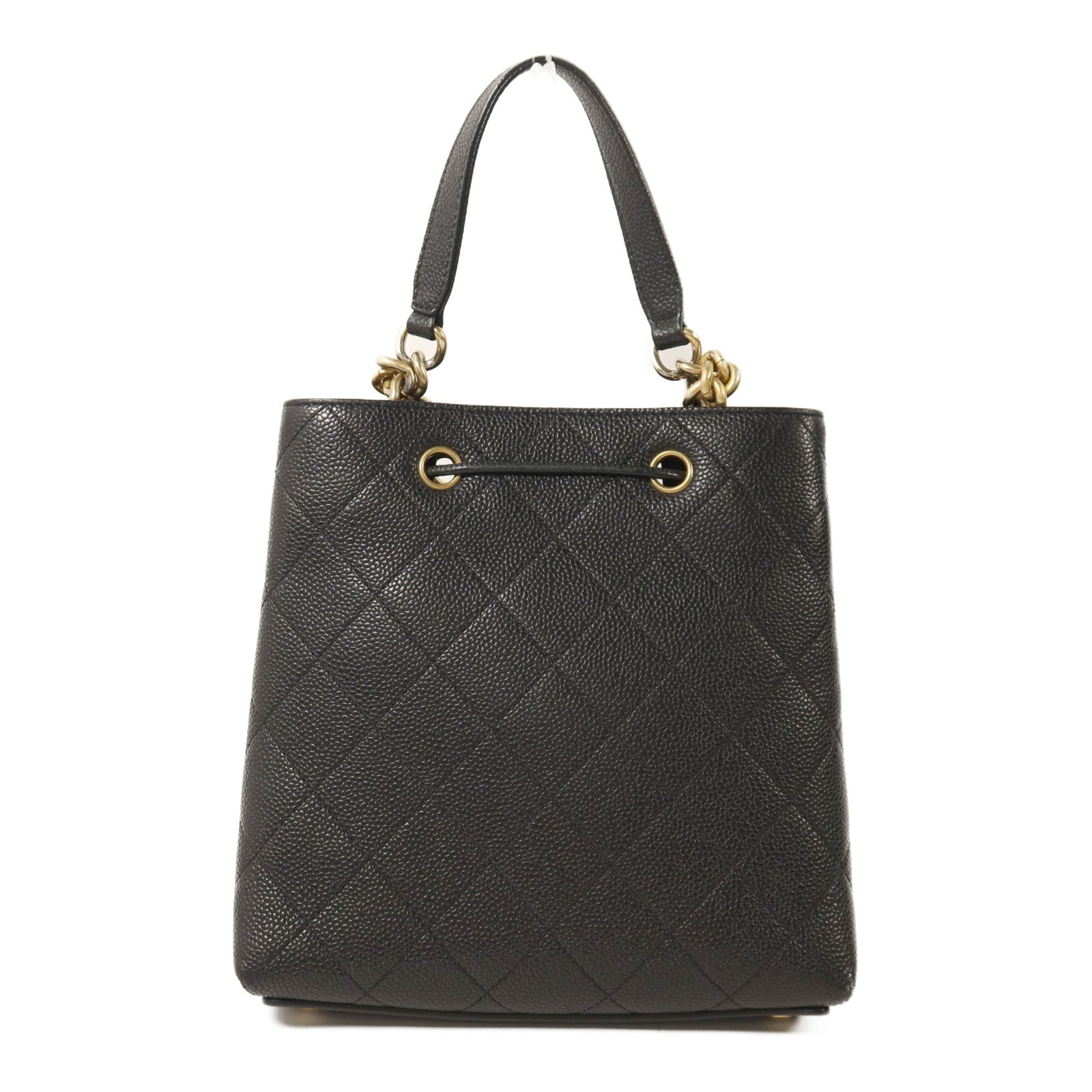 CHANEL 【激減優惠】牛皮皮革Bucket金扣鏈帶肩背袋