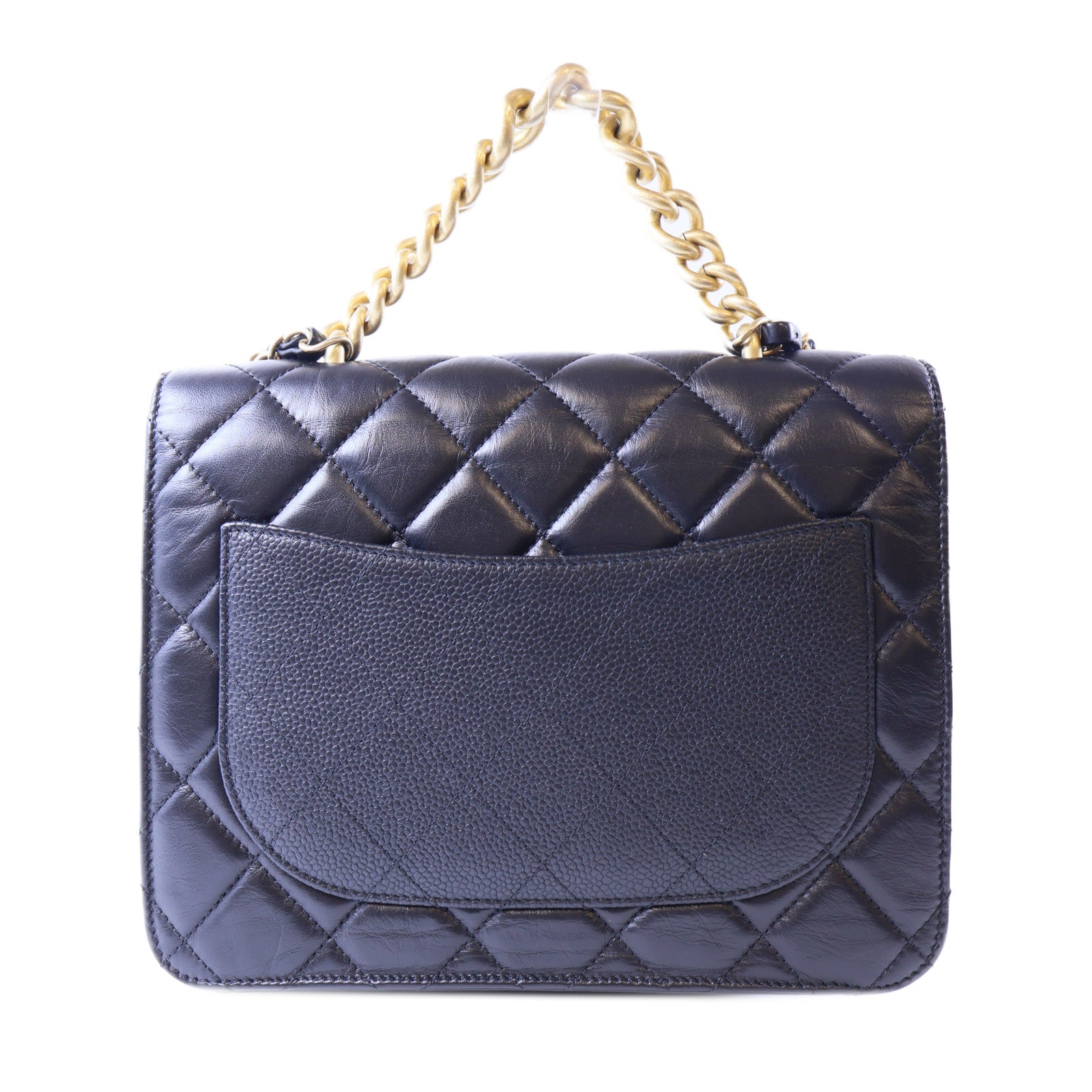 CHANEL 【激減優惠】牛皮皮革Chain Shoulder金扣鏈帶手挽肩背兩用袋黑色