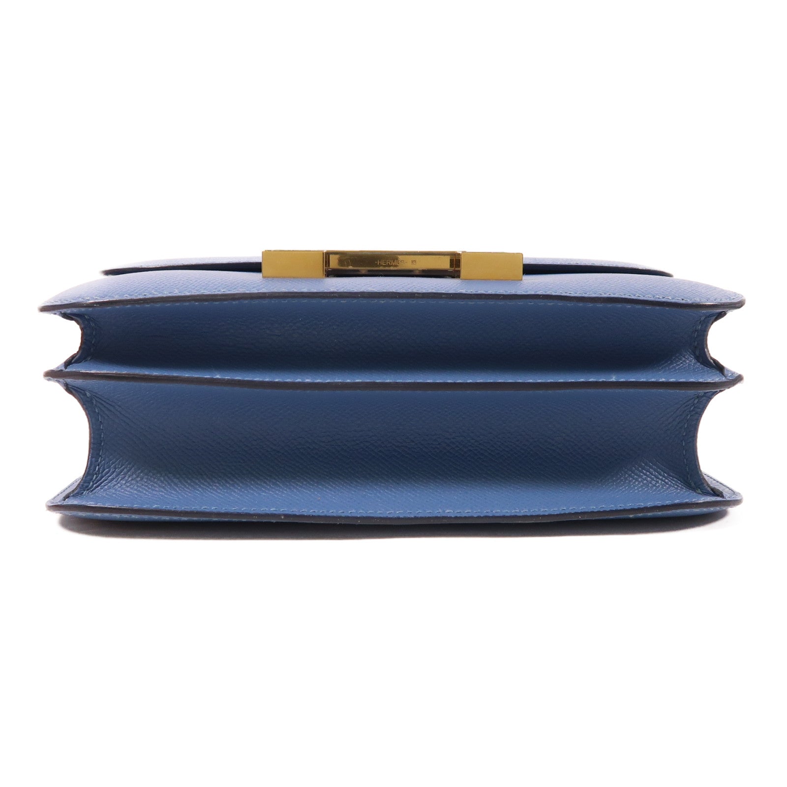 HERMES Epsom皮革Constance 24金扣肩背袋Bleu Brighton