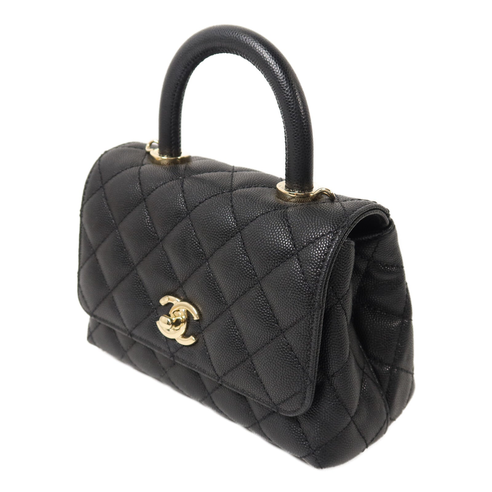 CHANEL 牛皮皮革Mini Coco Handle鏈帶手挽肩背兩用袋