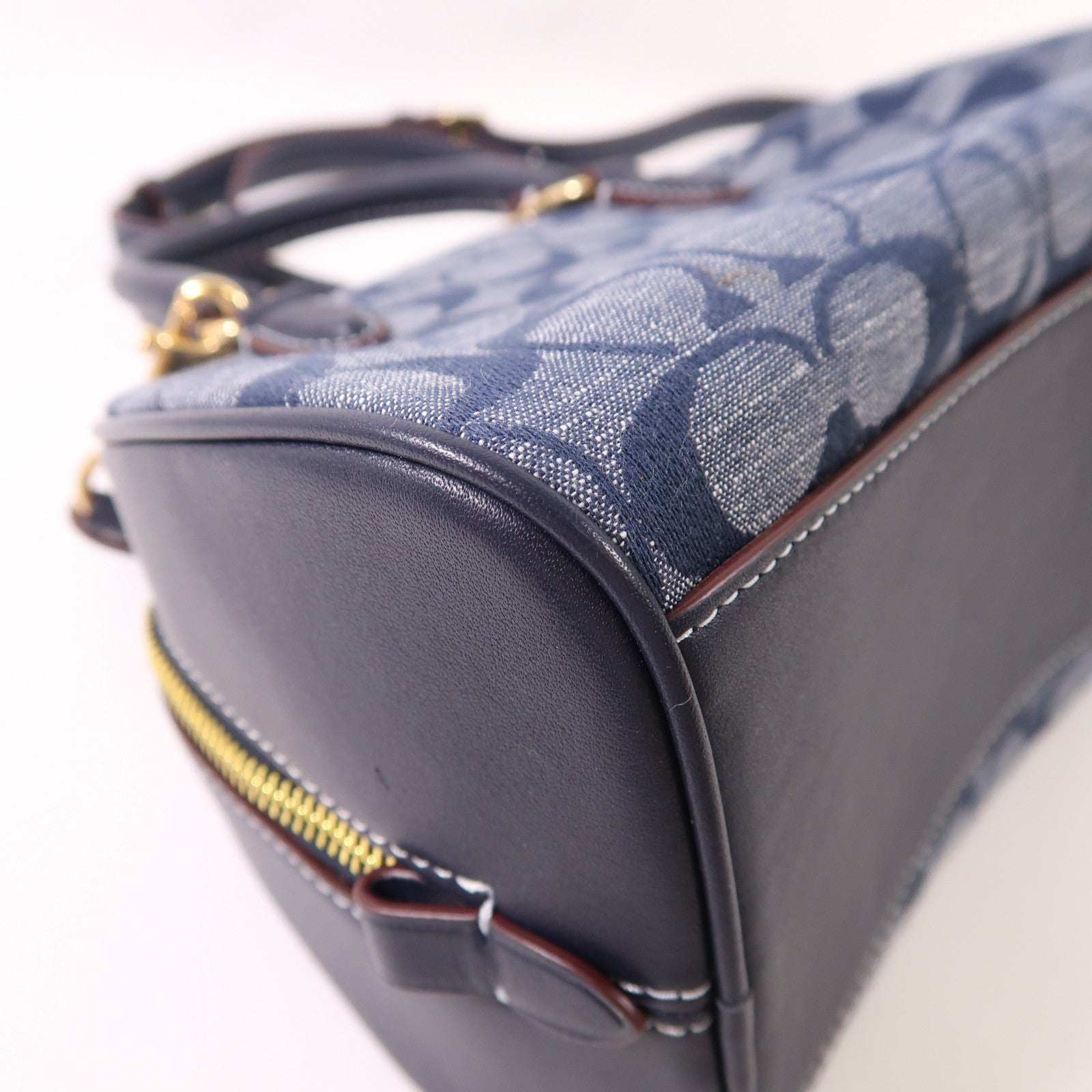COACH 牛仔布Sydney Satchel金扣手挽肩背兩用袋