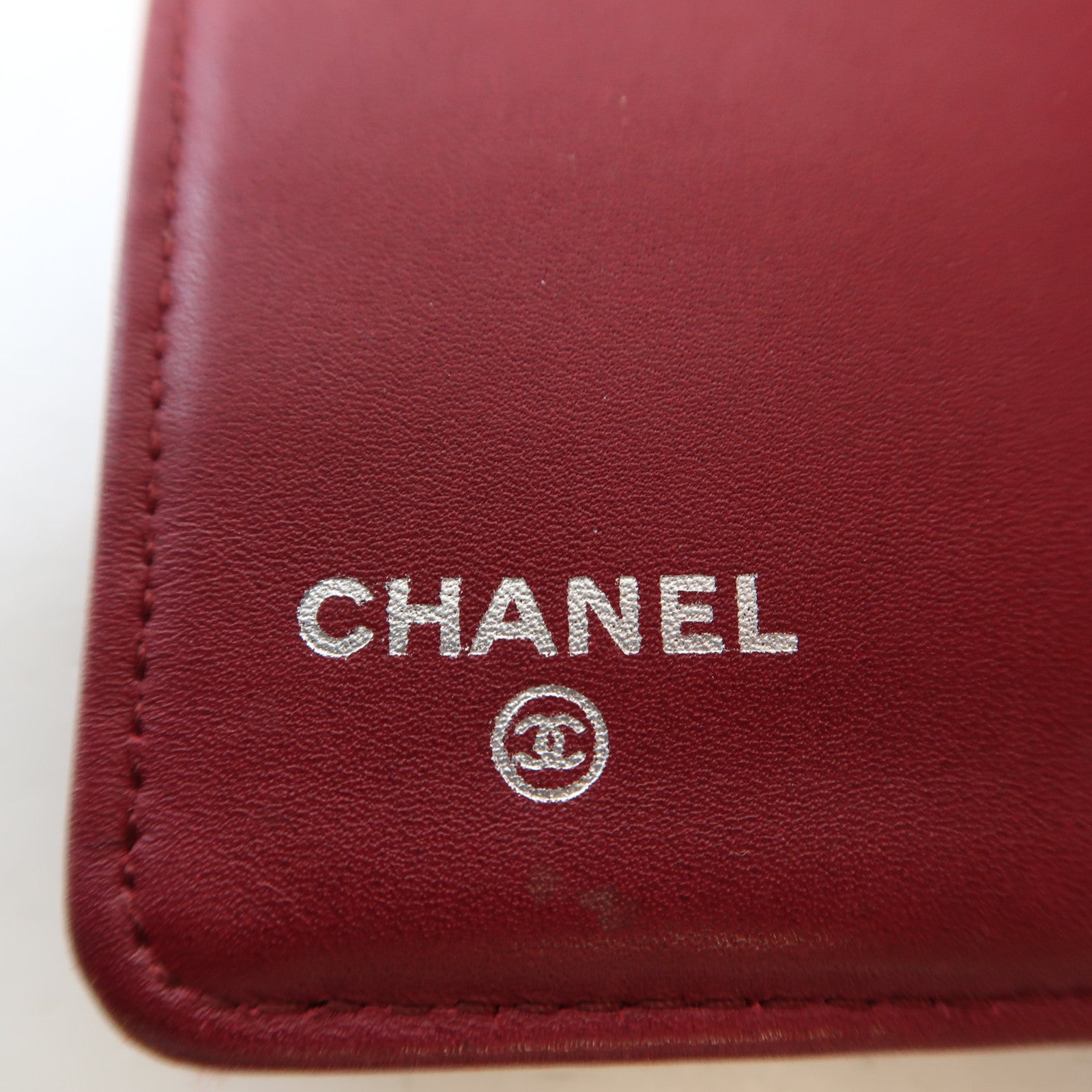 CHANEL 牛皮皮革Long Wallet銀扣銀錢包