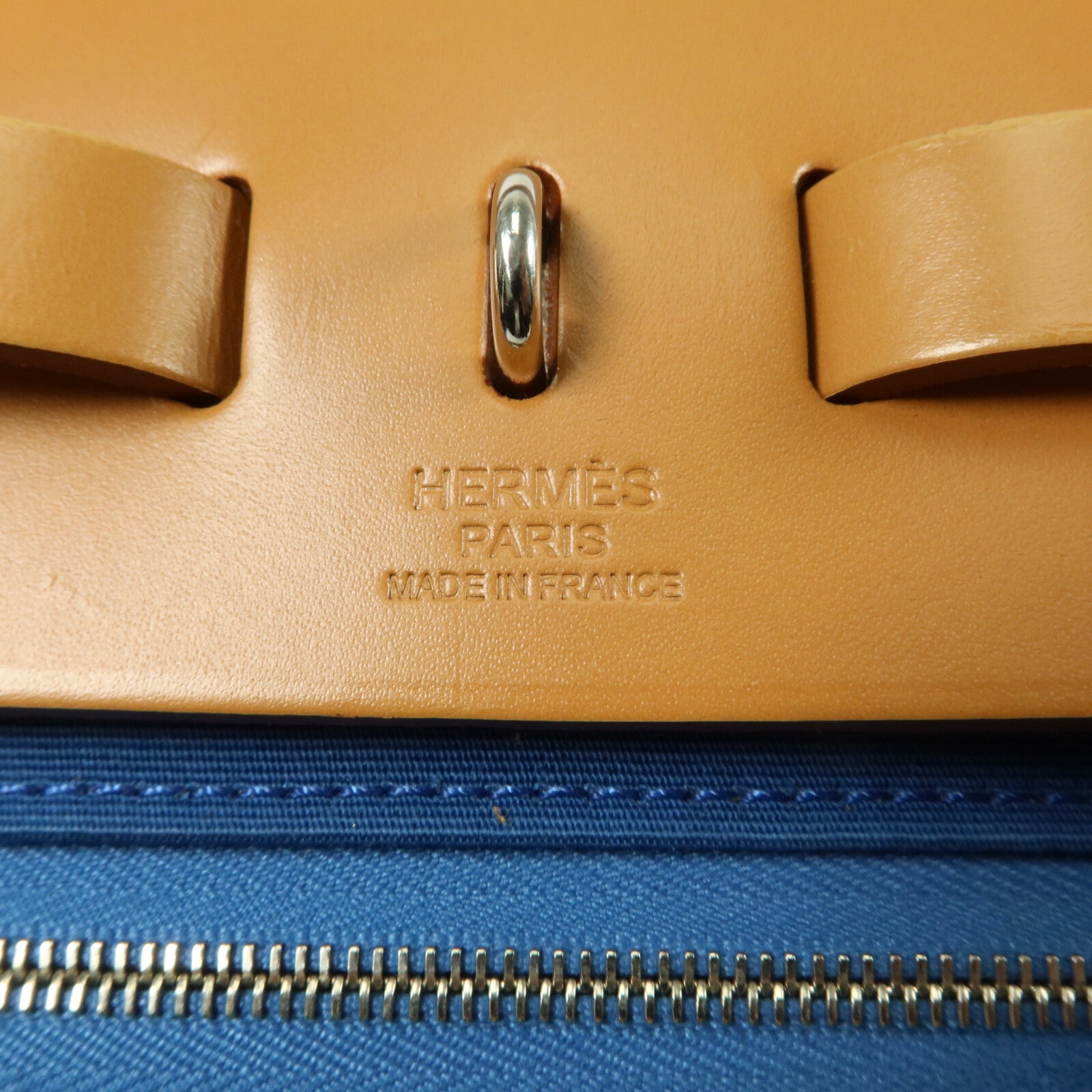 HERMES Toile H/帆布Herbag PM手挽肩背兩用袋Bleu Izmir