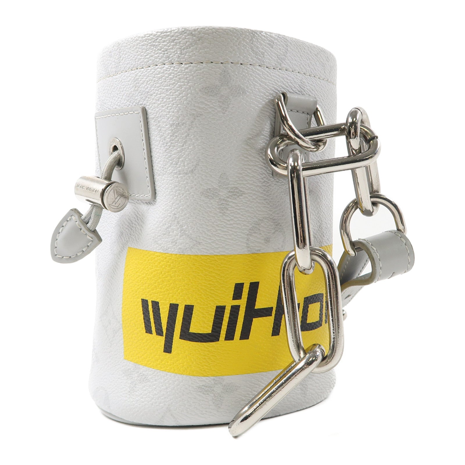 LOUIS VUITTON White Monogram Chalk Nano銀扣肩背袋白色/灰色