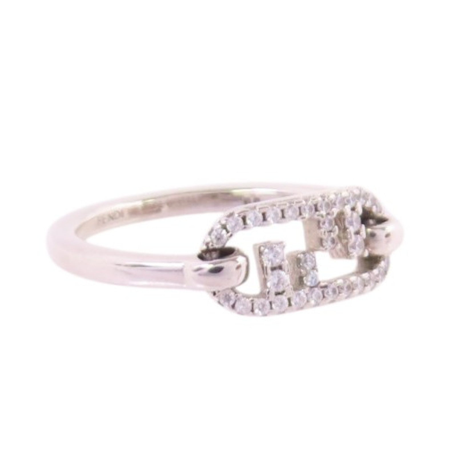 FENDI 925純銀/水鑽Fendi O'Lock Ring戒指Size M/US#6