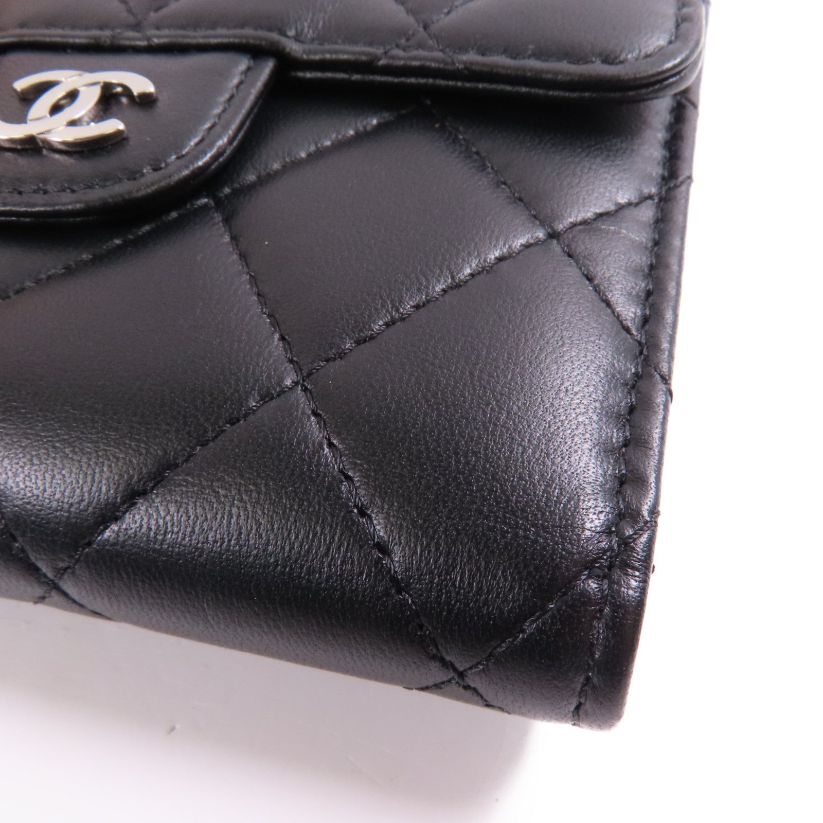 CHANEL 羊皮皮革Wallet銀扣錢包