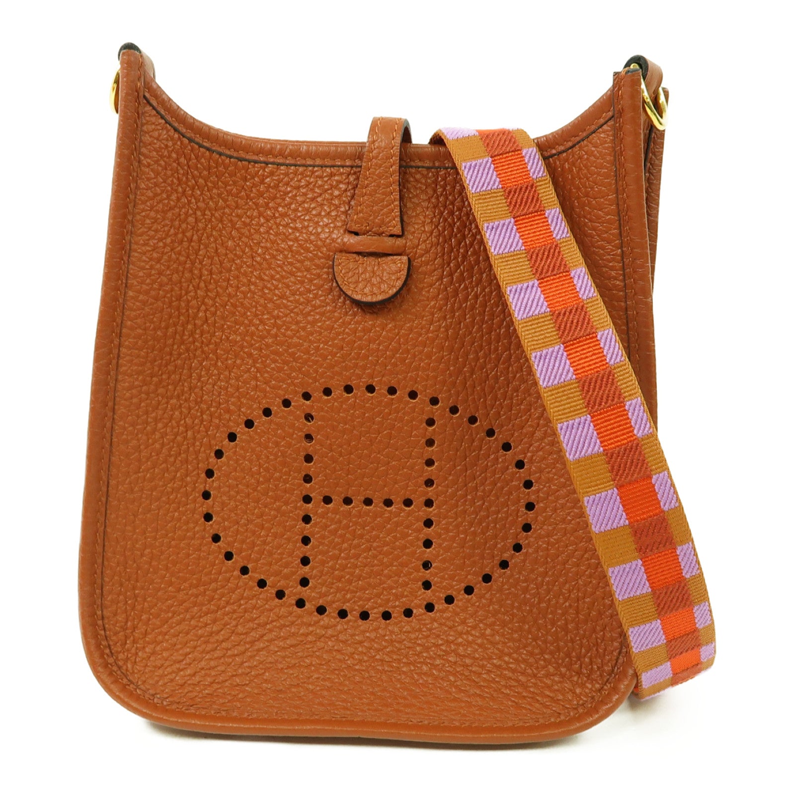 HERMES Clemence皮革Evelyne TPM金扣肩背袋啡色
