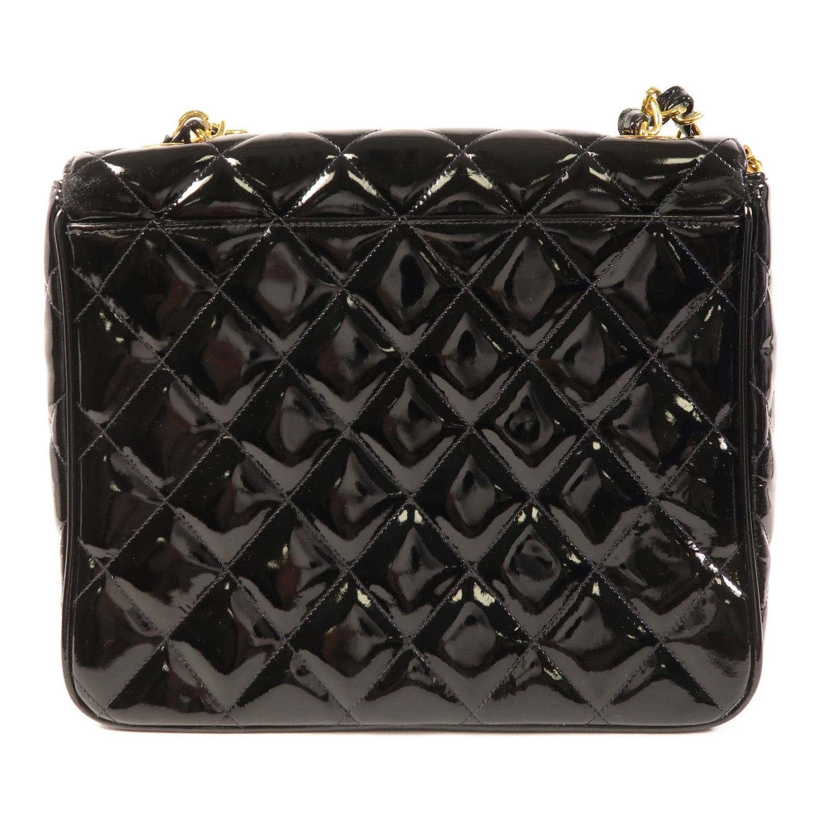 CHANEL 漆皮皮革Chain Shoulder金扣鏈帶肩背袋