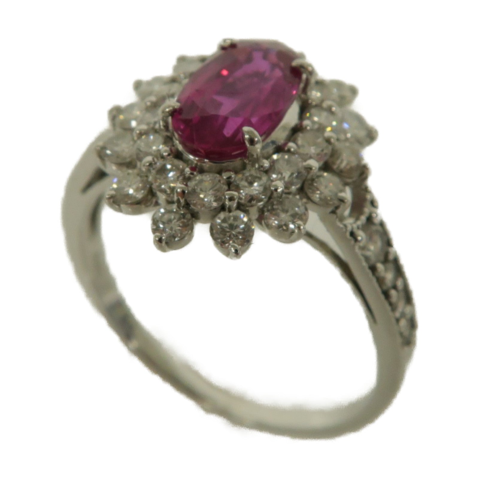 JEWELRY 【激減優惠】PT900鉑金Ruby Ring紅寶石/鑽石戒指粉紅色US#8