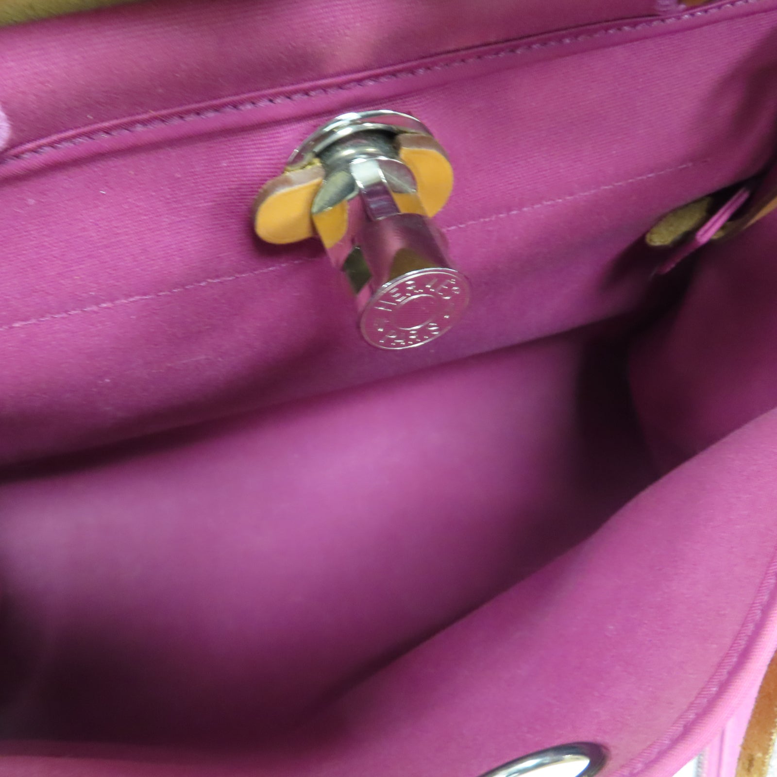 HERMES 【激減優惠】帆布Herbag PM銀扣手挽肩背兩用袋Ruby粉紅色